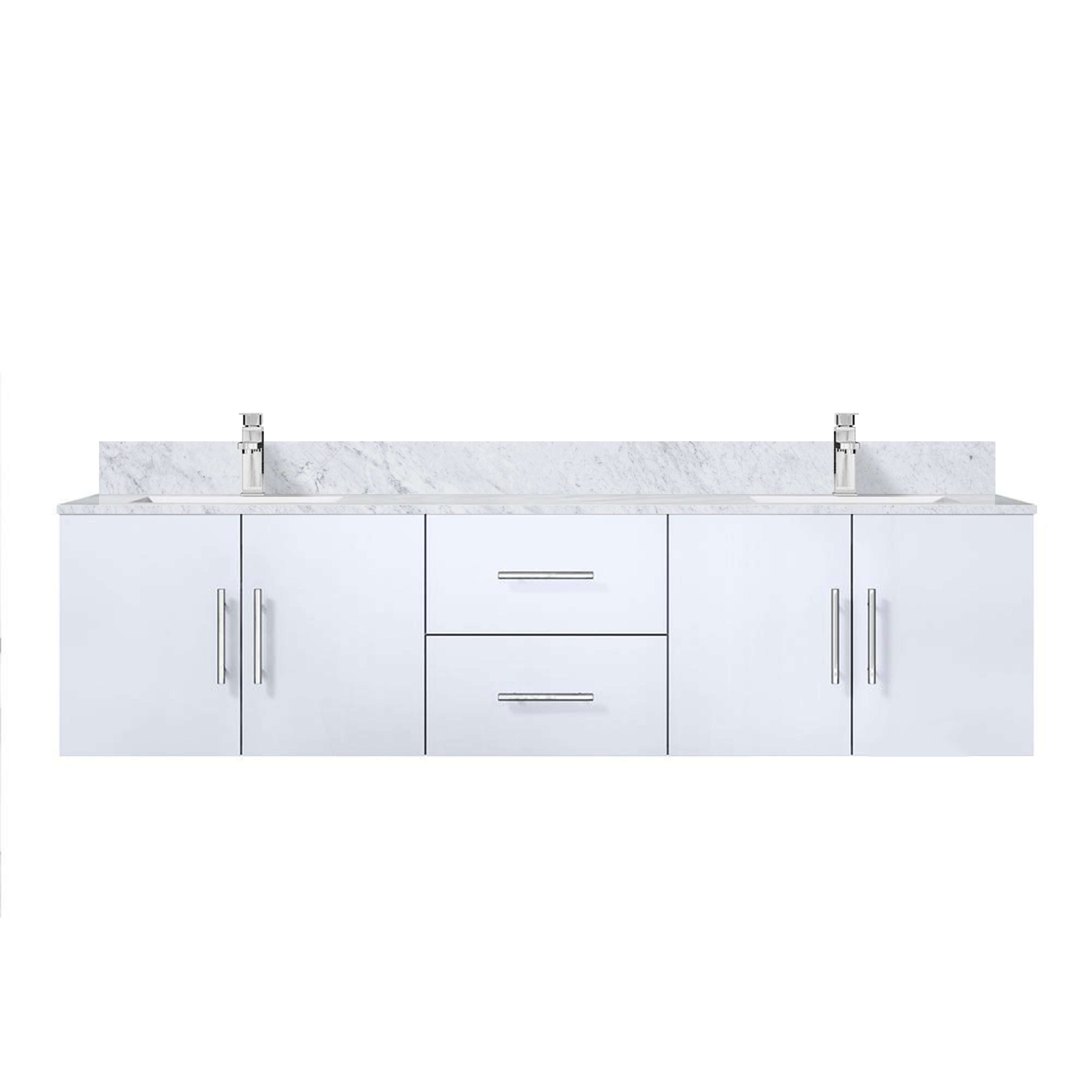 Geneva 72 in. W x 22 in. D Glossy White Double Bath Vanity