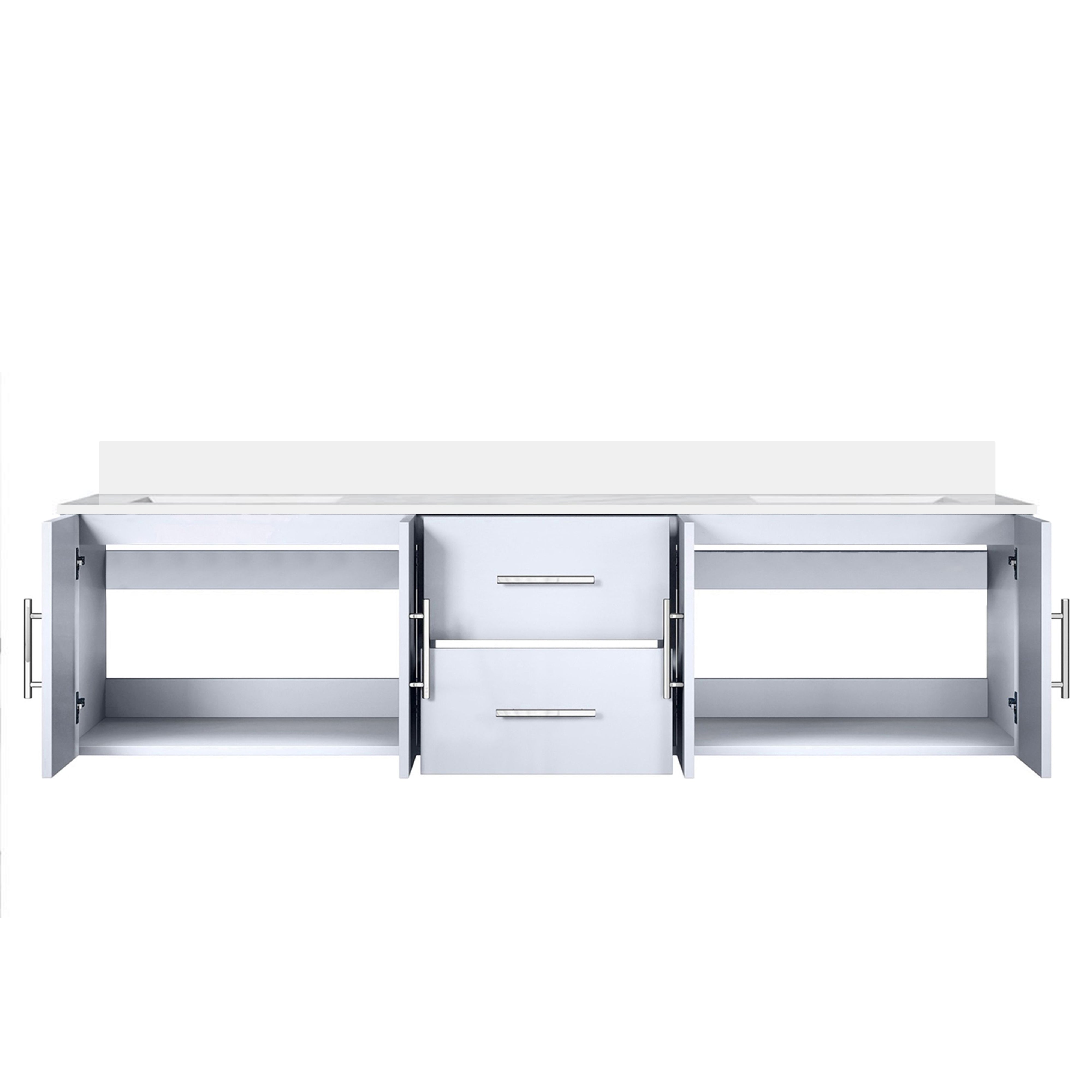 Geneva 72 in. W x 22 in. D Glossy White Double Bath Vanity