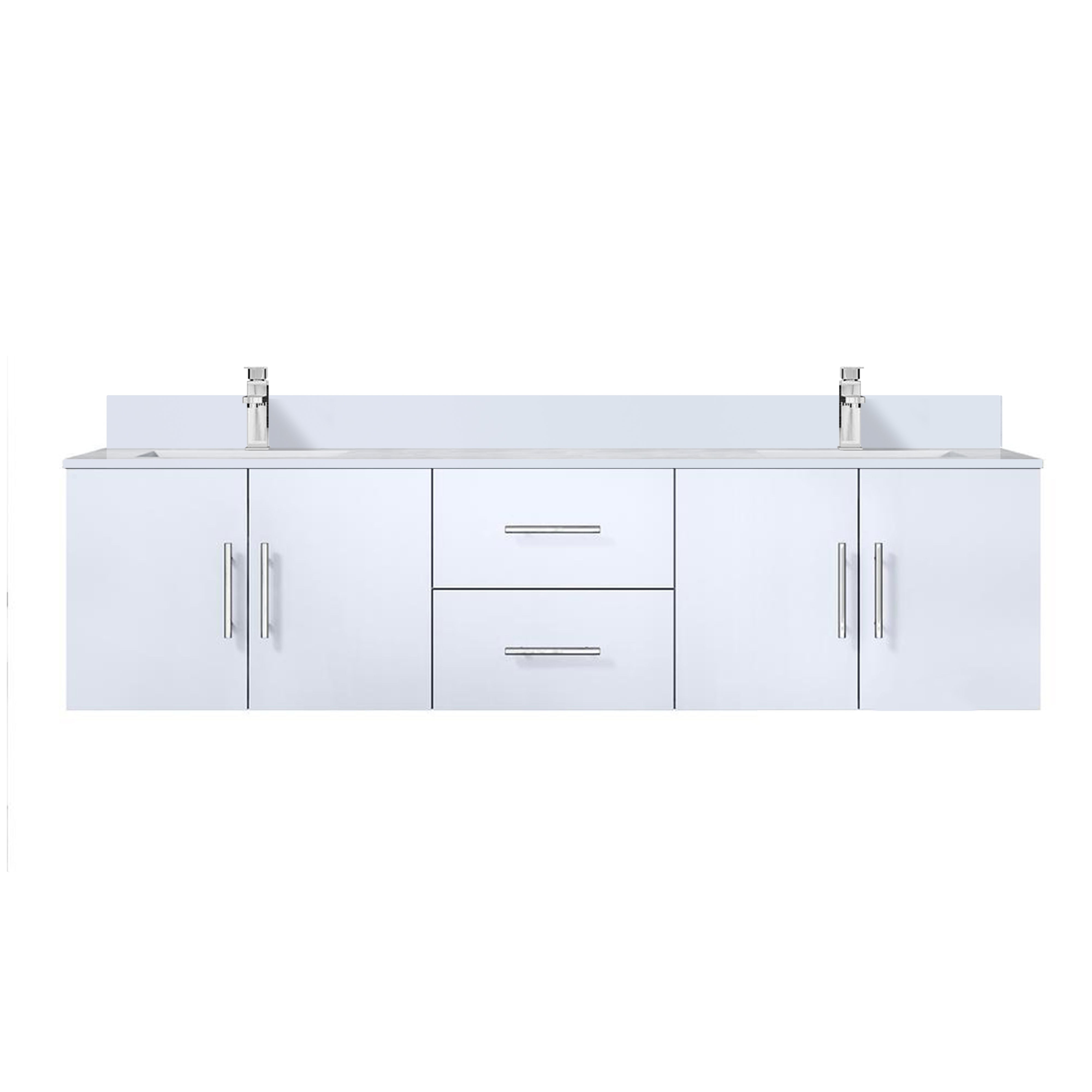 Geneva 72 in. W x 22 in. D Glossy White Double Bath Vanity