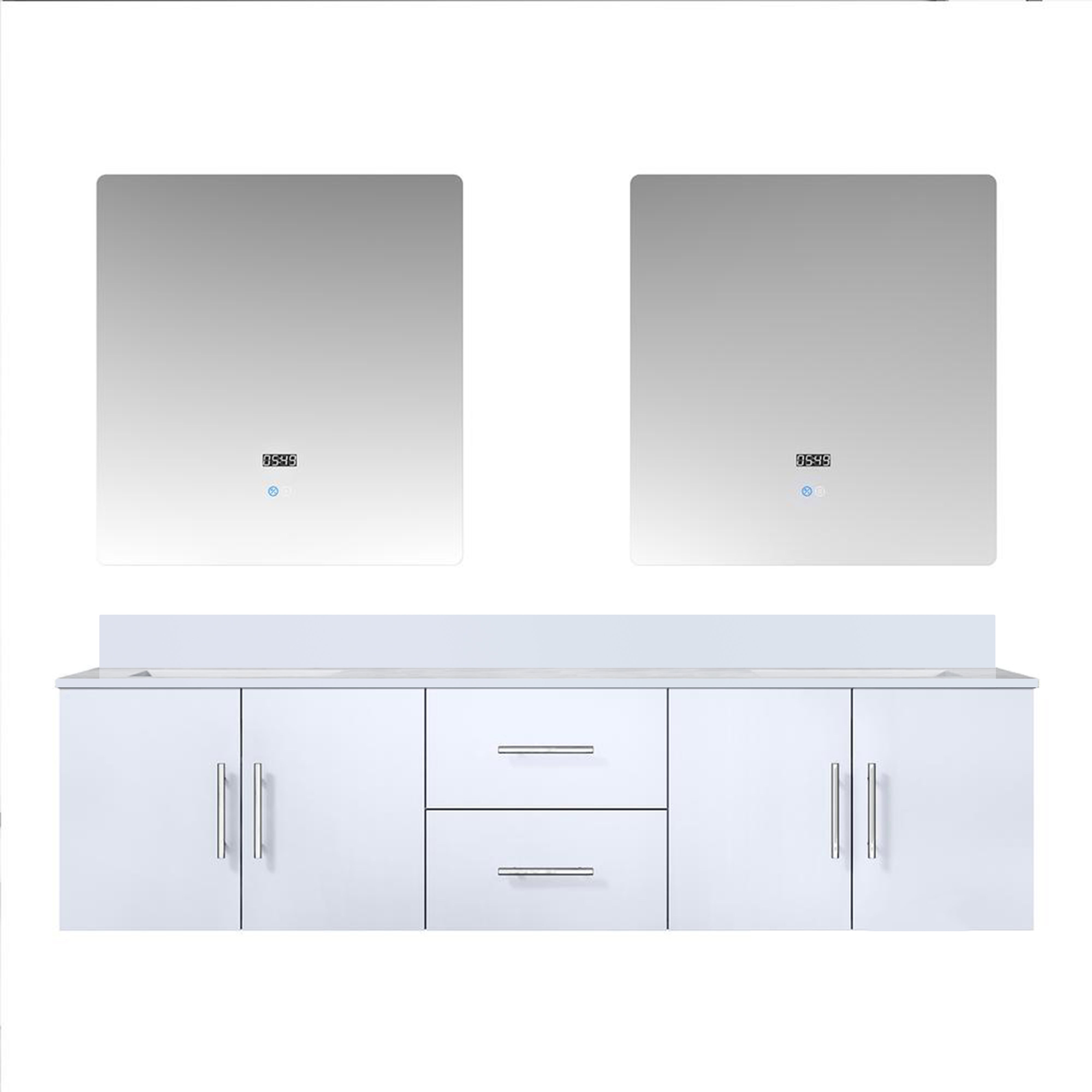 Geneva 72 in. W x 22 in. D Glossy White Double Bath Vanity