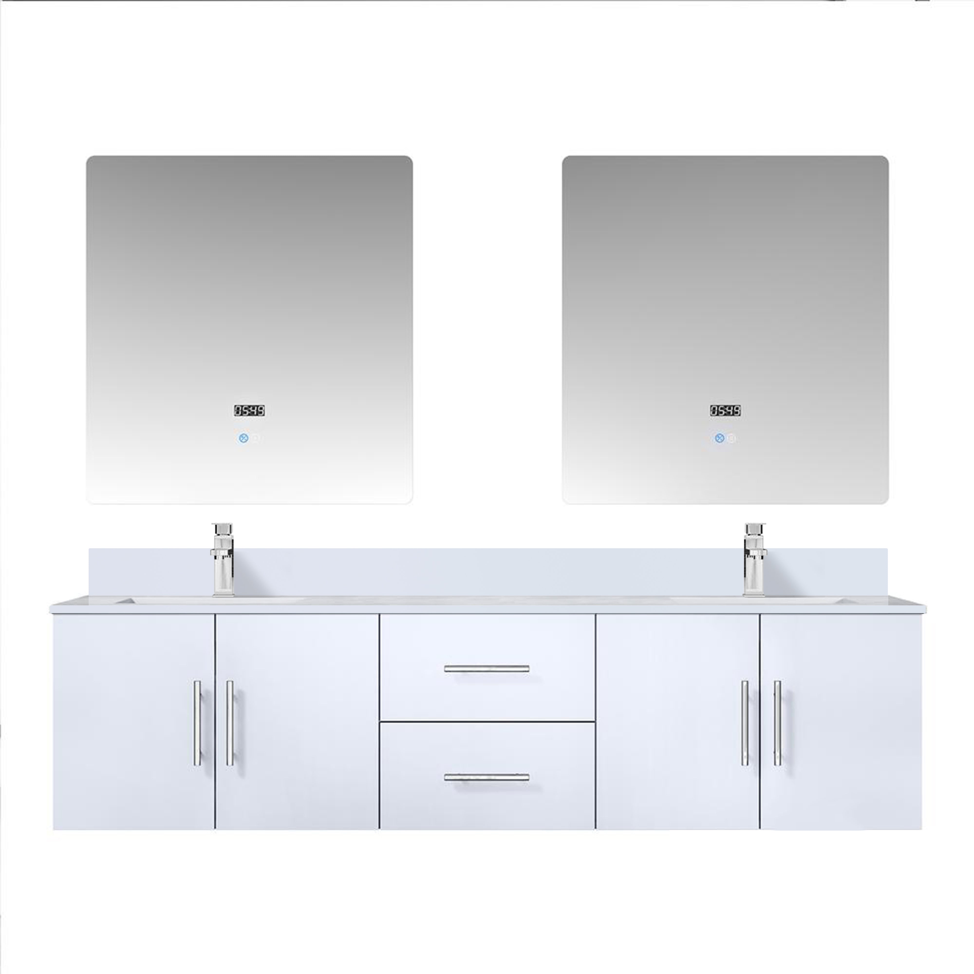 Geneva 72 in. W x 22 in. D Glossy White Double Bath Vanity