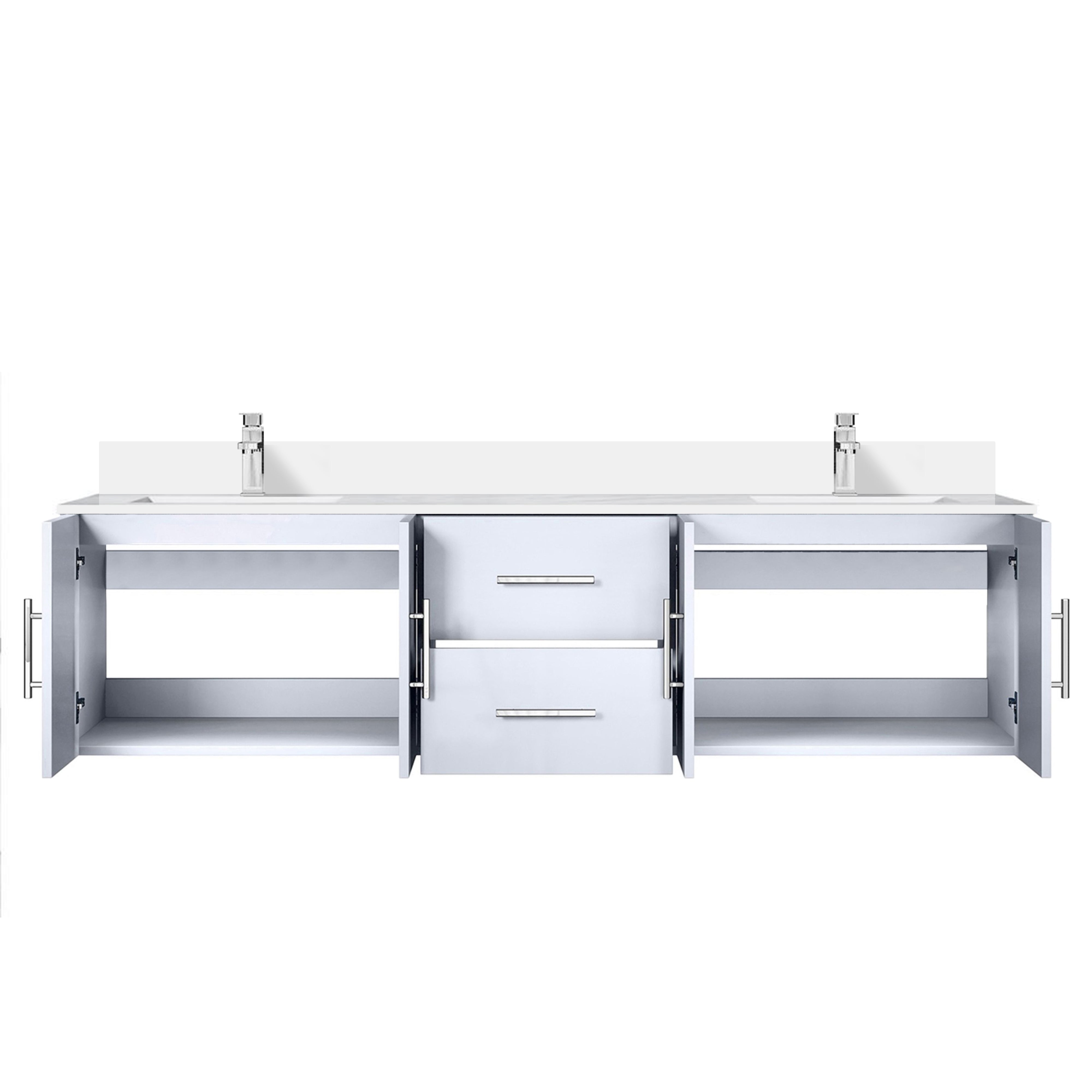 Geneva 72 in. W x 22 in. D Glossy White Double Bath Vanity