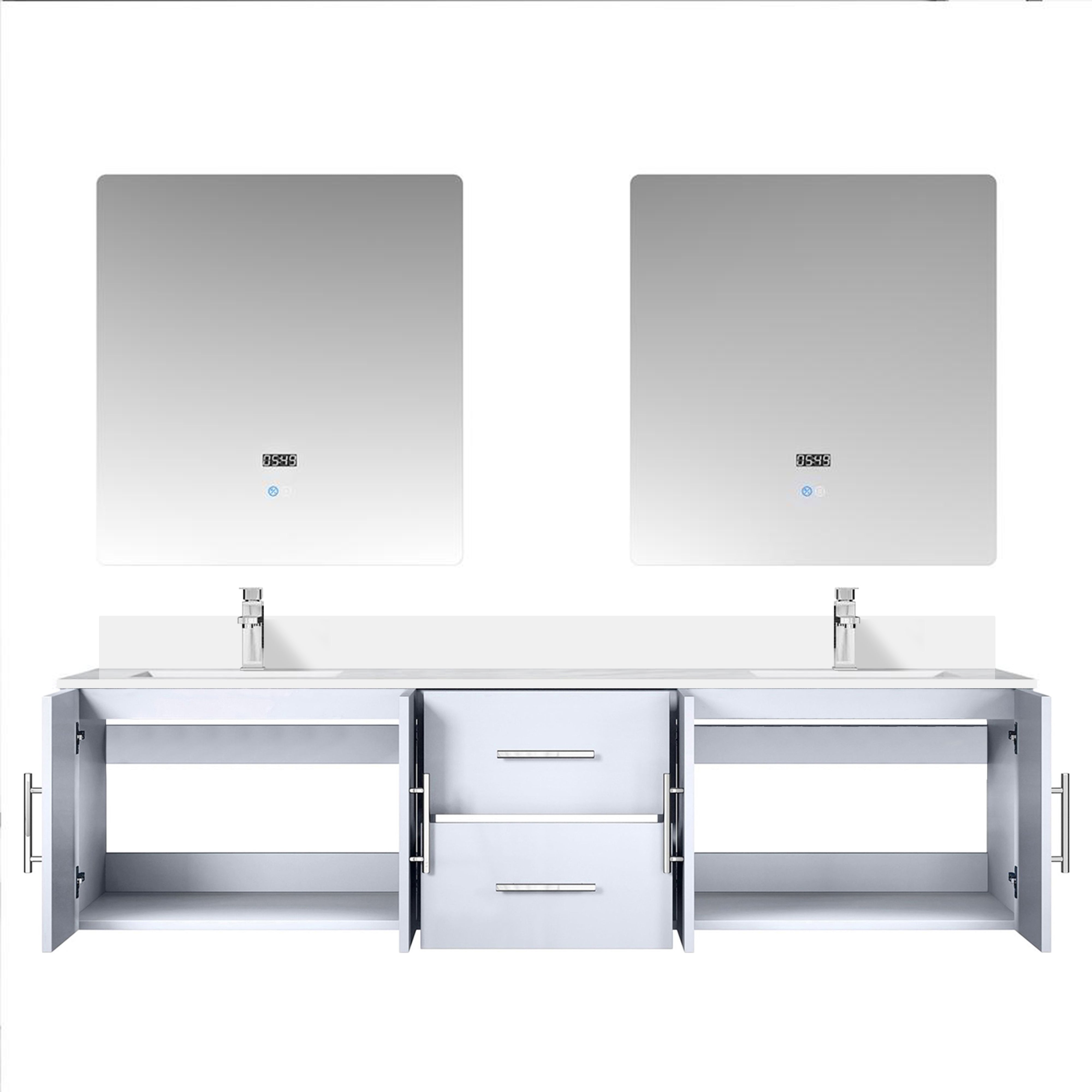 Geneva 72 in. W x 22 in. D Glossy White Double Bath Vanity