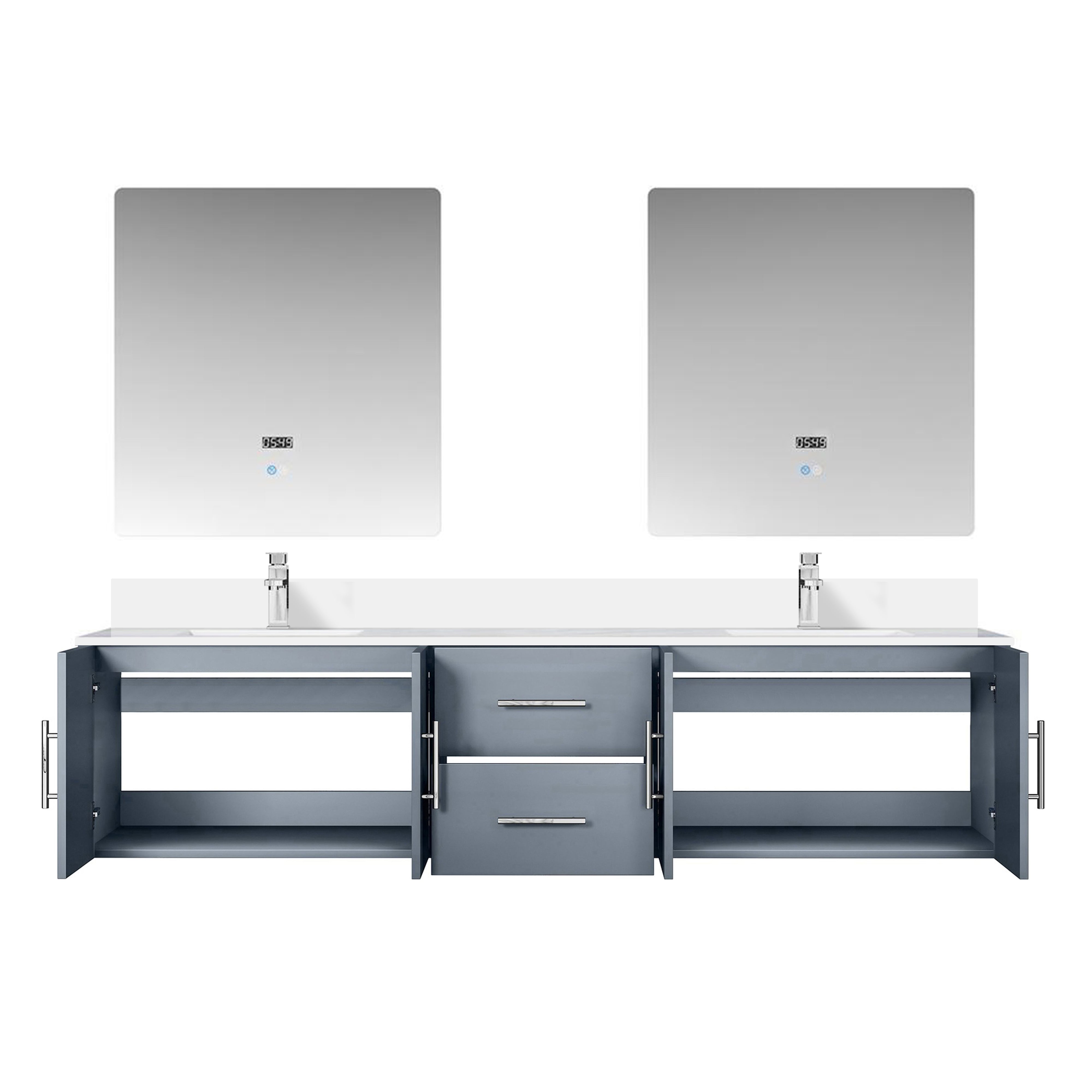 Geneva 80 in. W x 22 in. D Dark Grey Double Bath Vanity