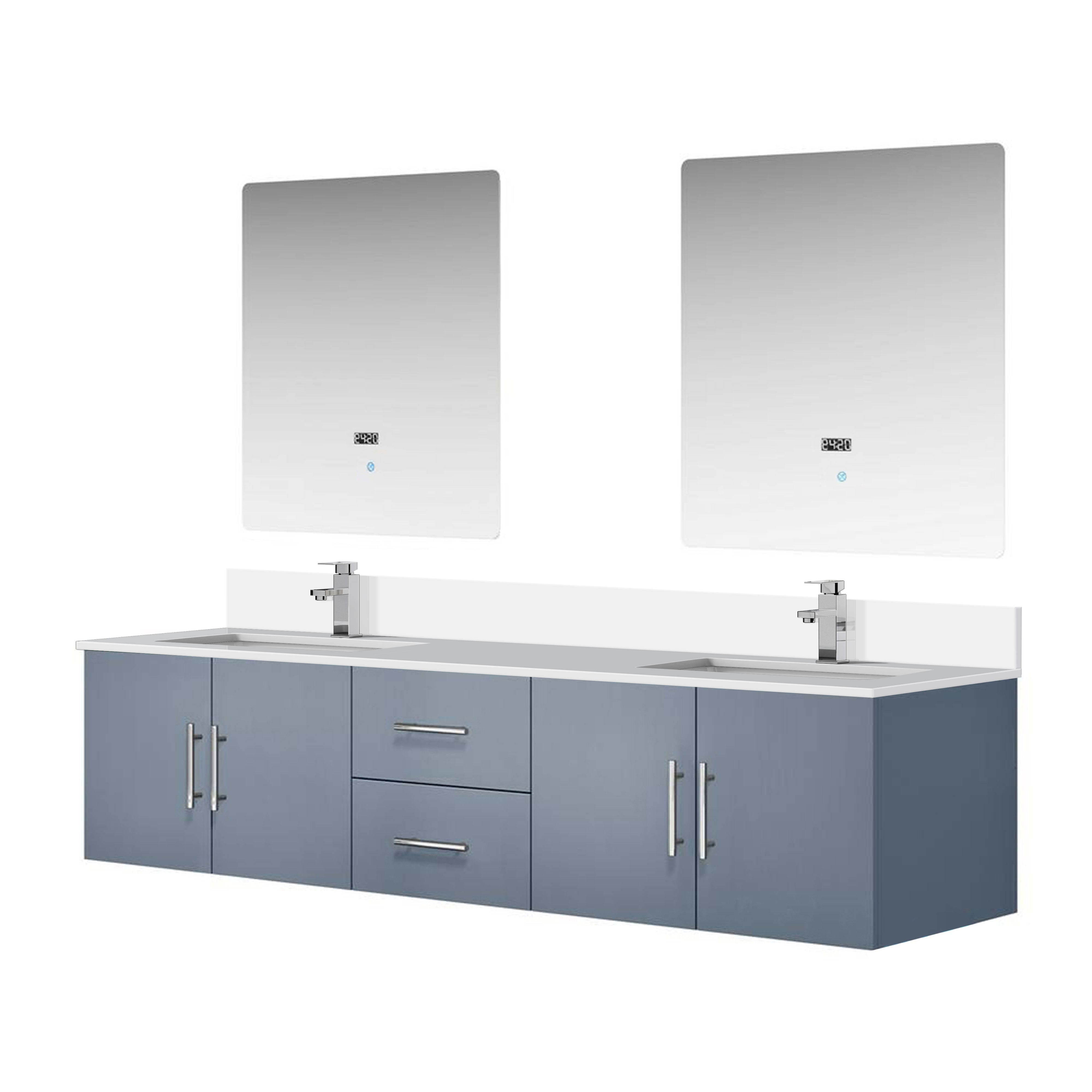 Geneva 80 in. W x 22 in. D Dark Grey Double Bath Vanity
