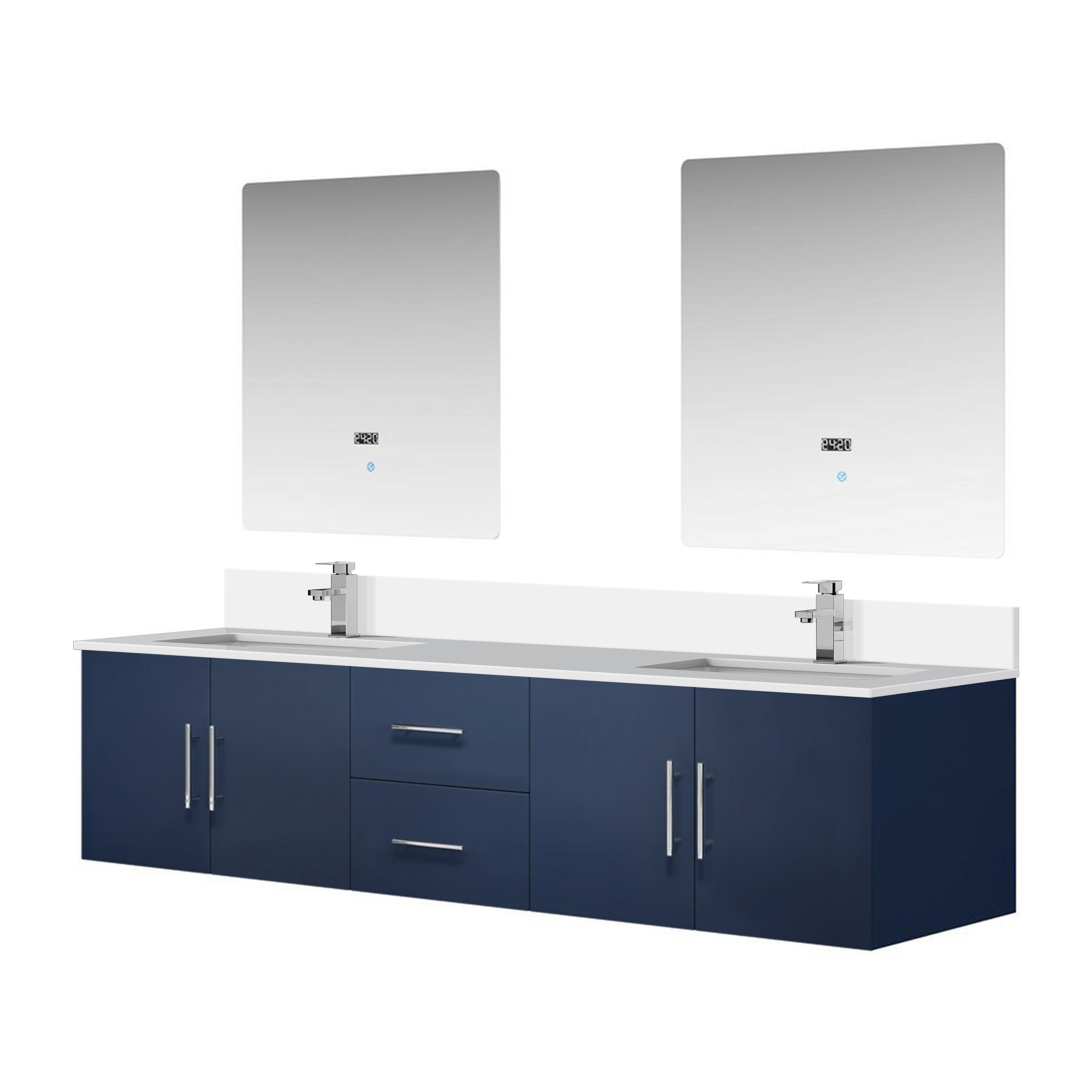 Geneva 80 in. W x 22 in. D Navy Blue Double Bath Vanity