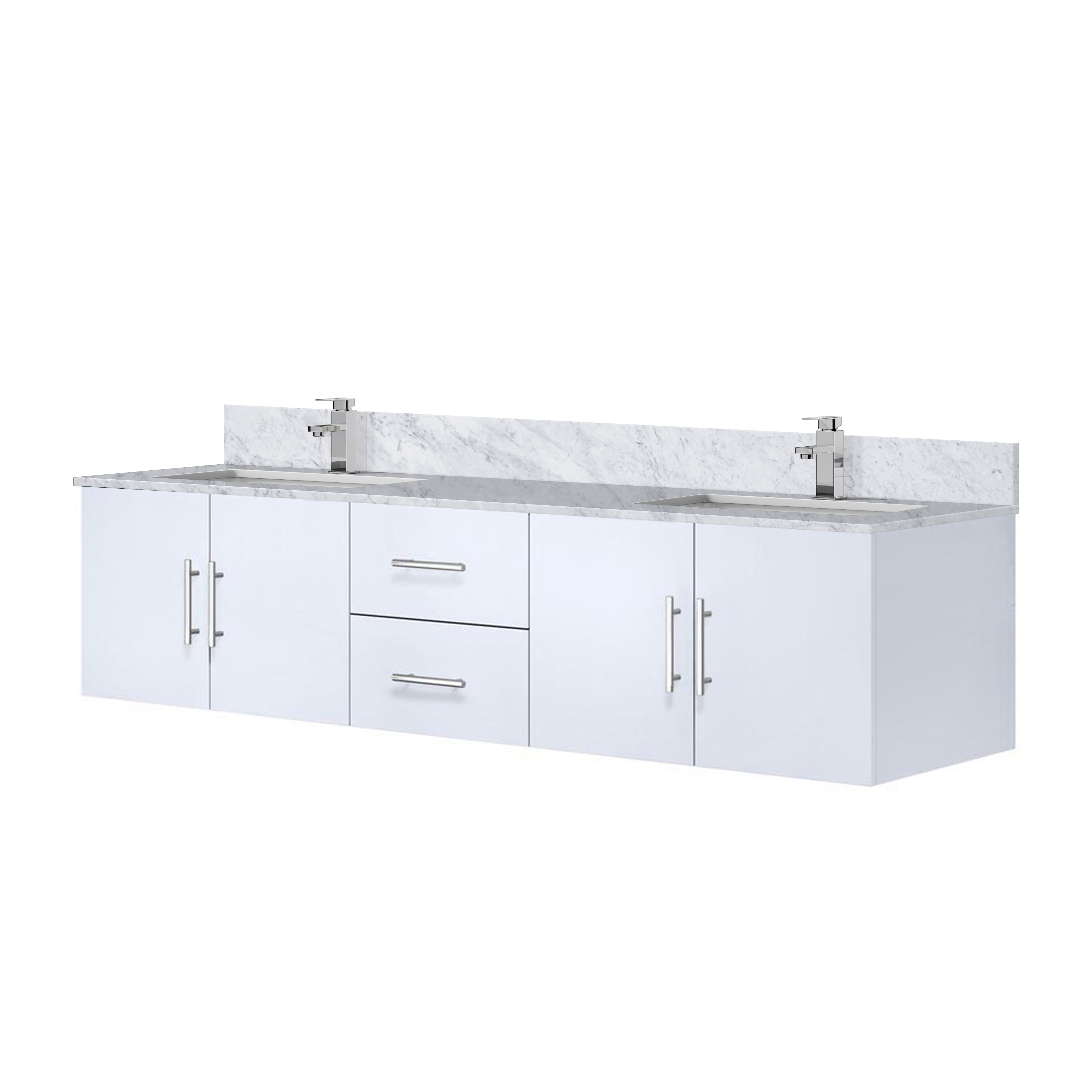 Geneva 80 in. W x 22 in. D Glossy White Double Bath Vanity