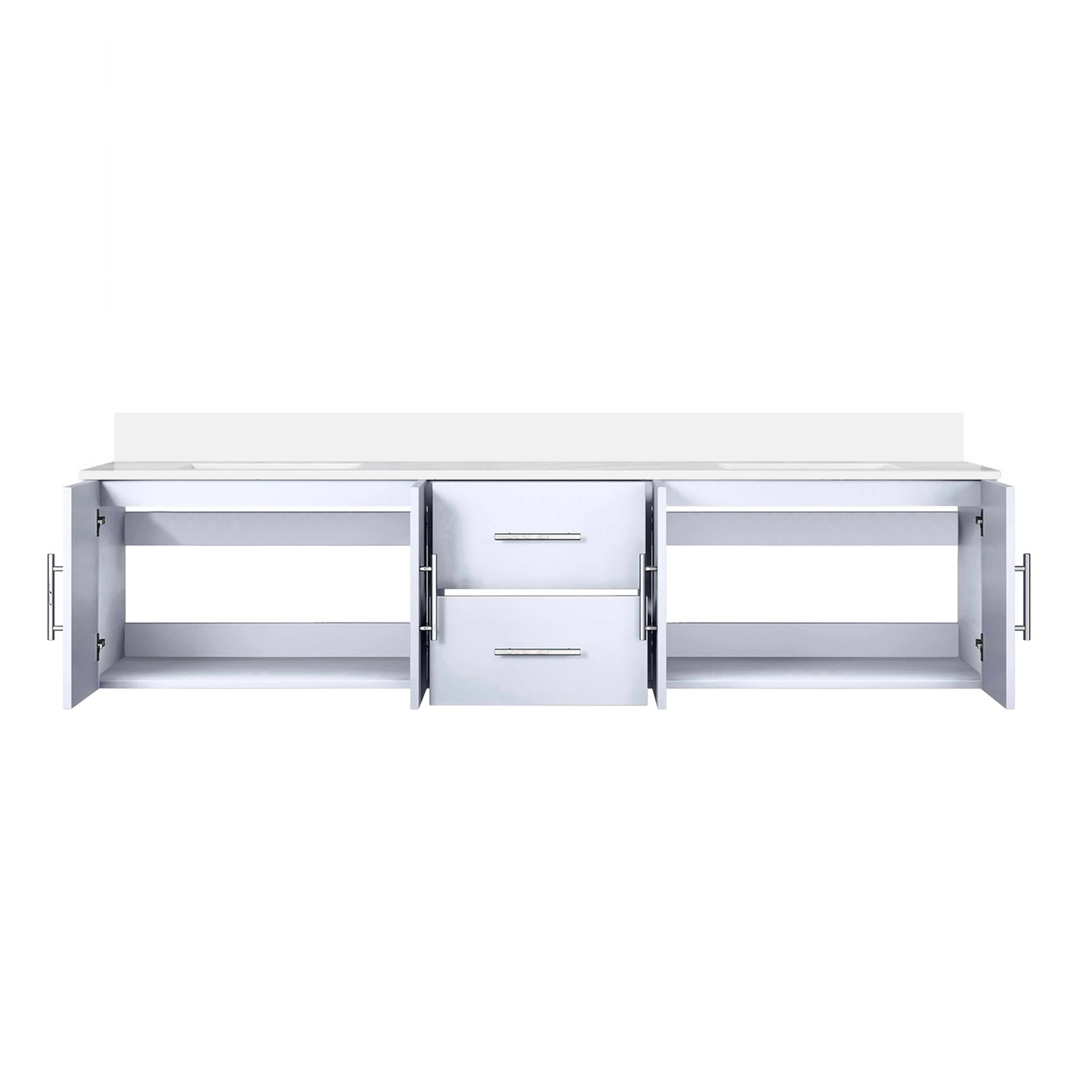 Geneva 80 in. W x 22 in. D Glossy White Double Bath Vanity