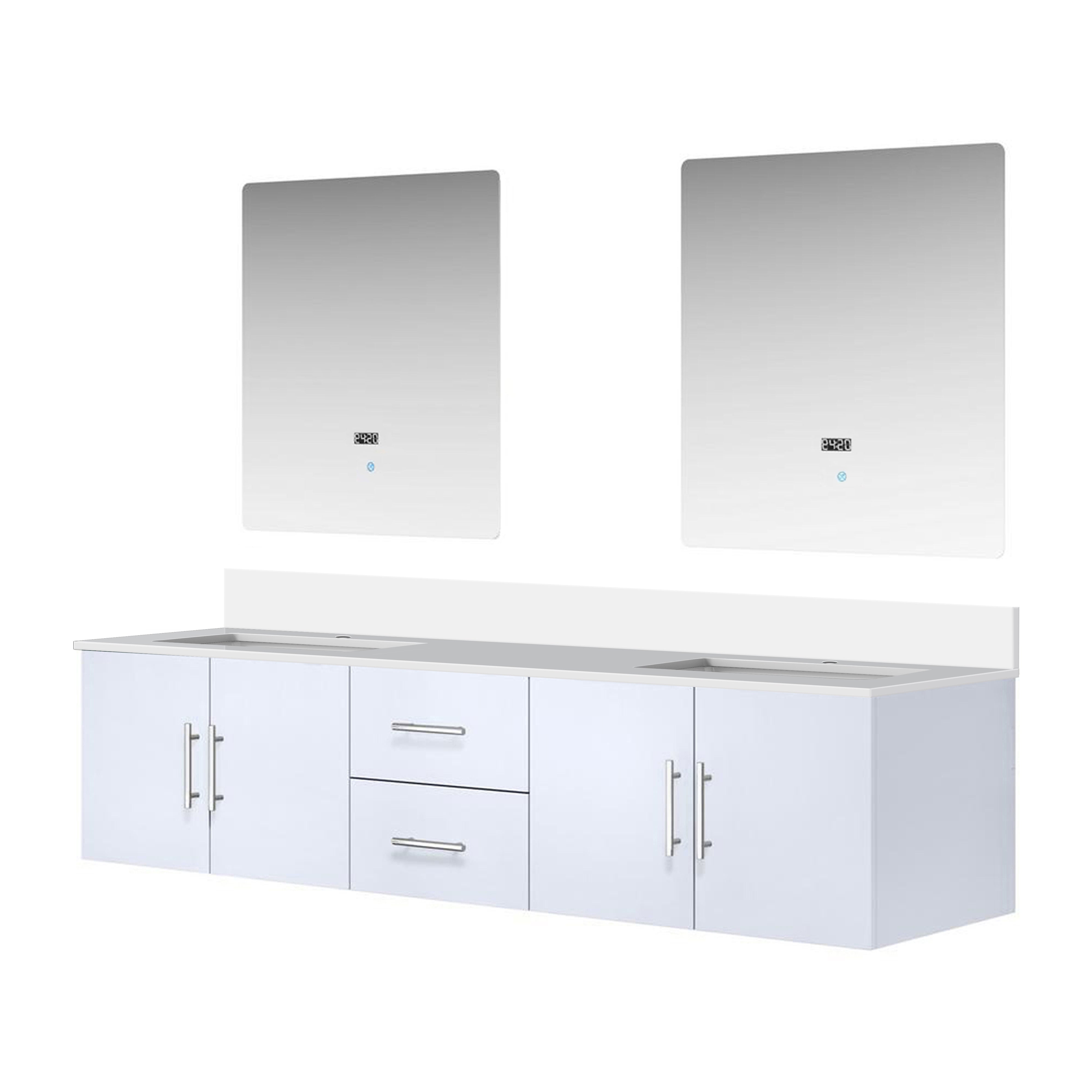 Geneva 80 in. W x 22 in. D Glossy White Double Bath Vanity