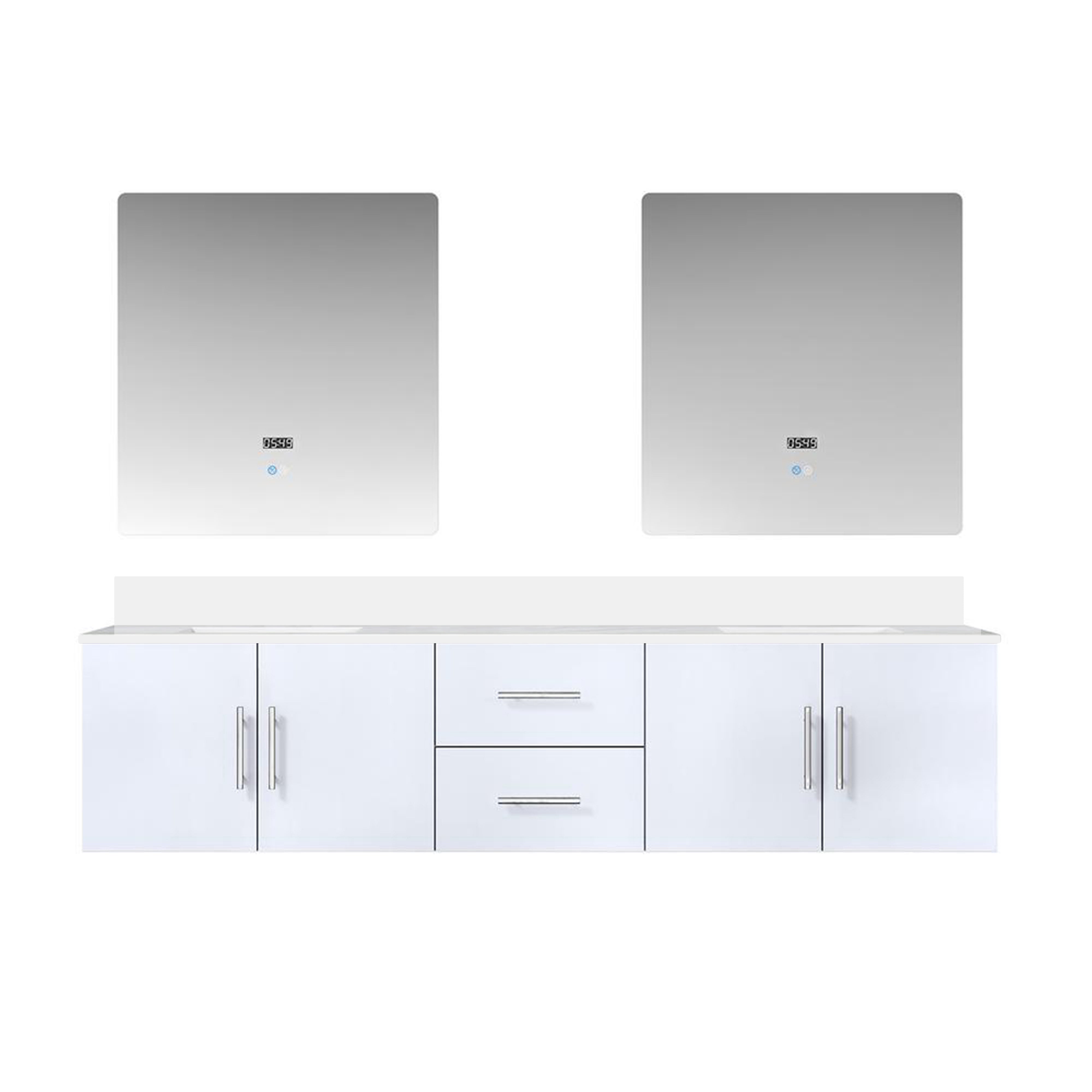 Geneva 80 in. W x 22 in. D Glossy White Double Bath Vanity