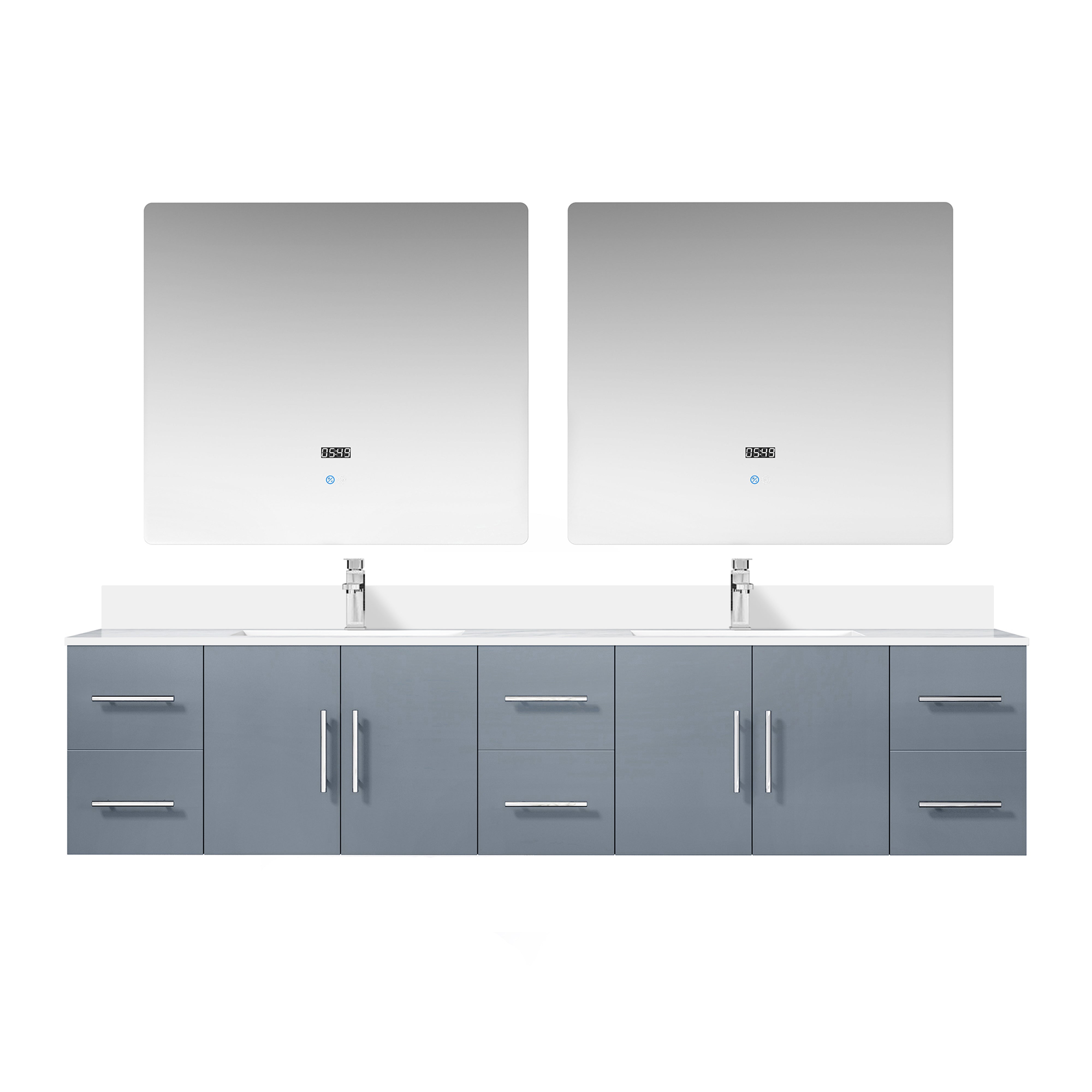 Geneva 84 in. W x 22 in. D Dark Grey Double Bath Vanity