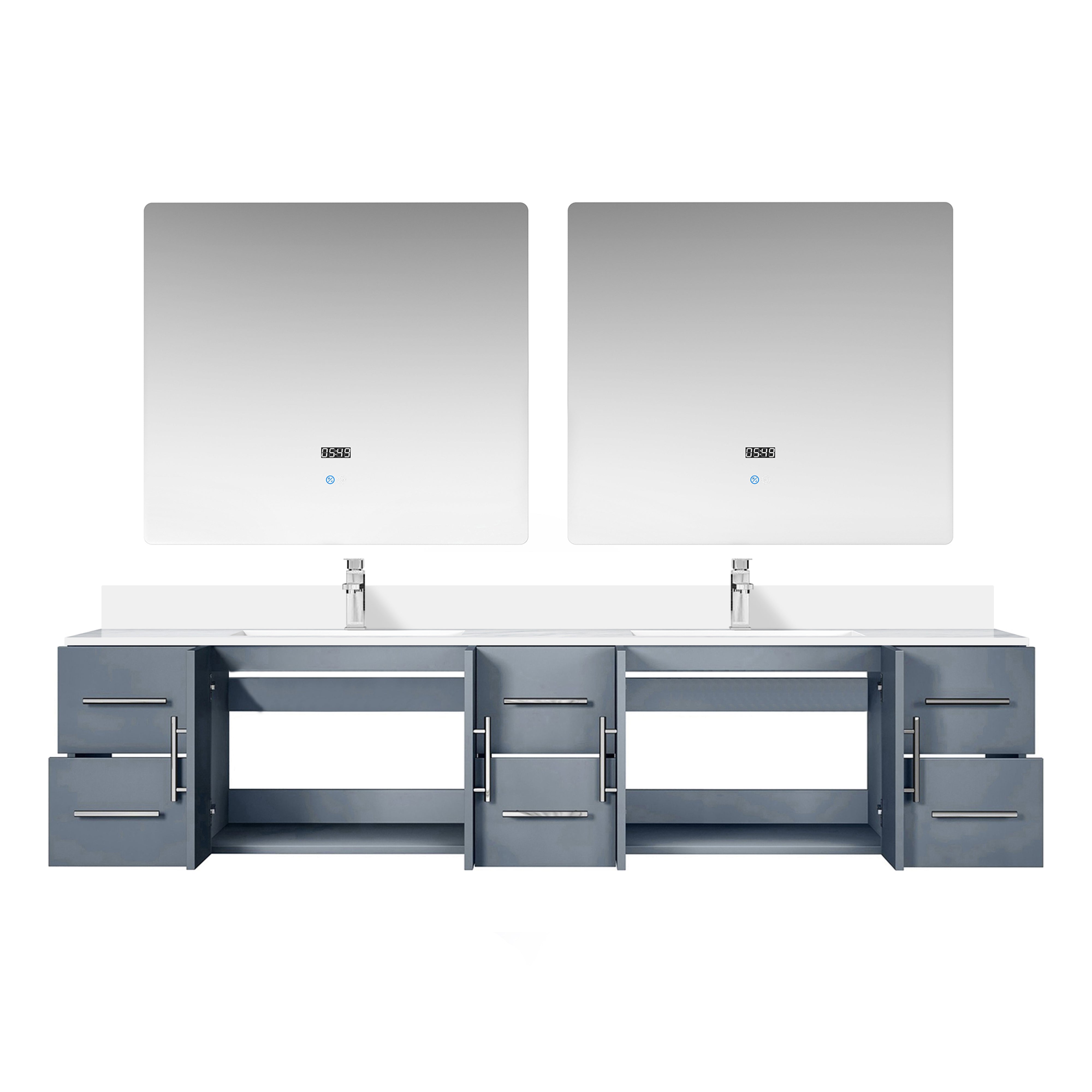Geneva 84 in. W x 22 in. D Dark Grey Double Bath Vanity