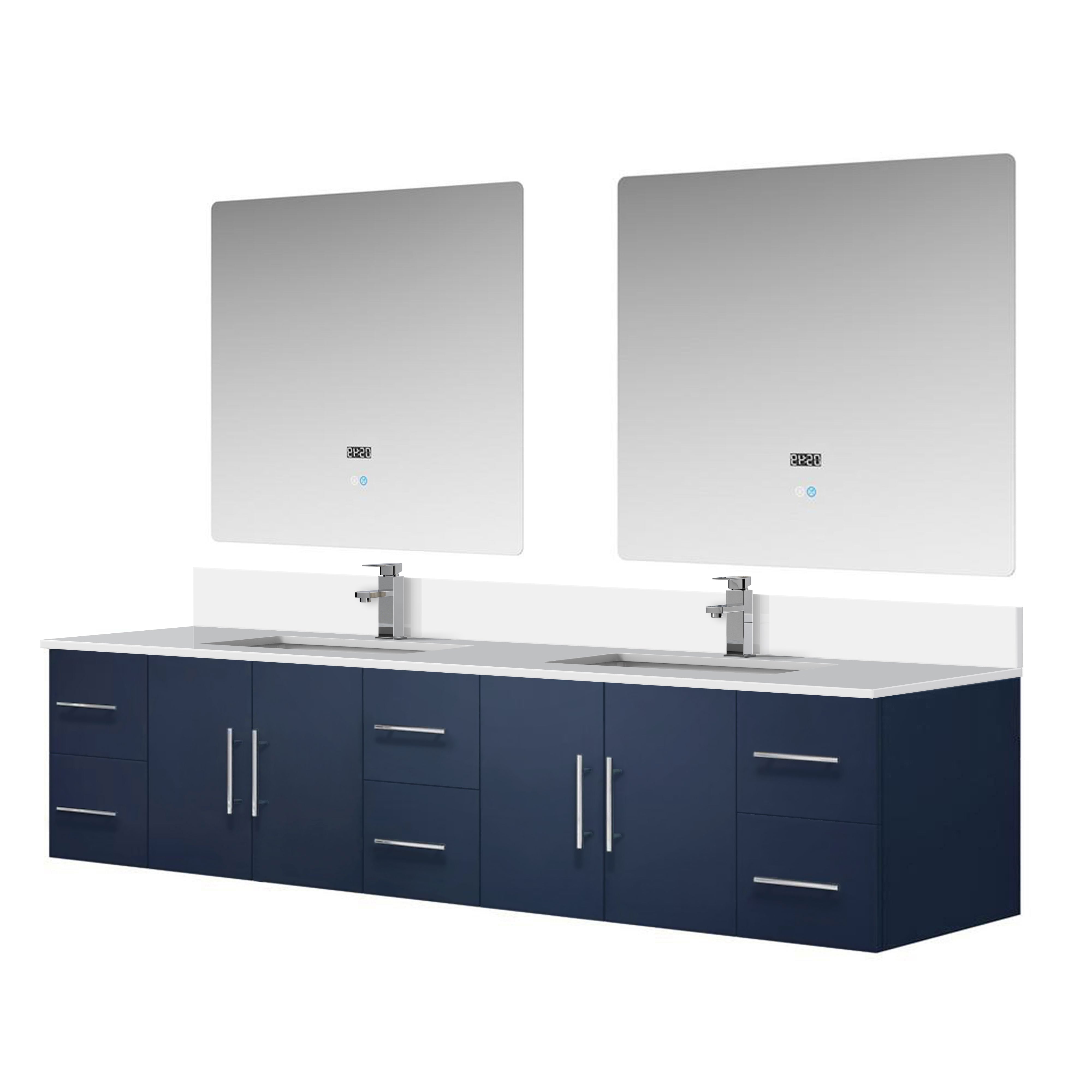 Geneva 84 in. W x 22 in. D Navy Blue Double Bath Vanity