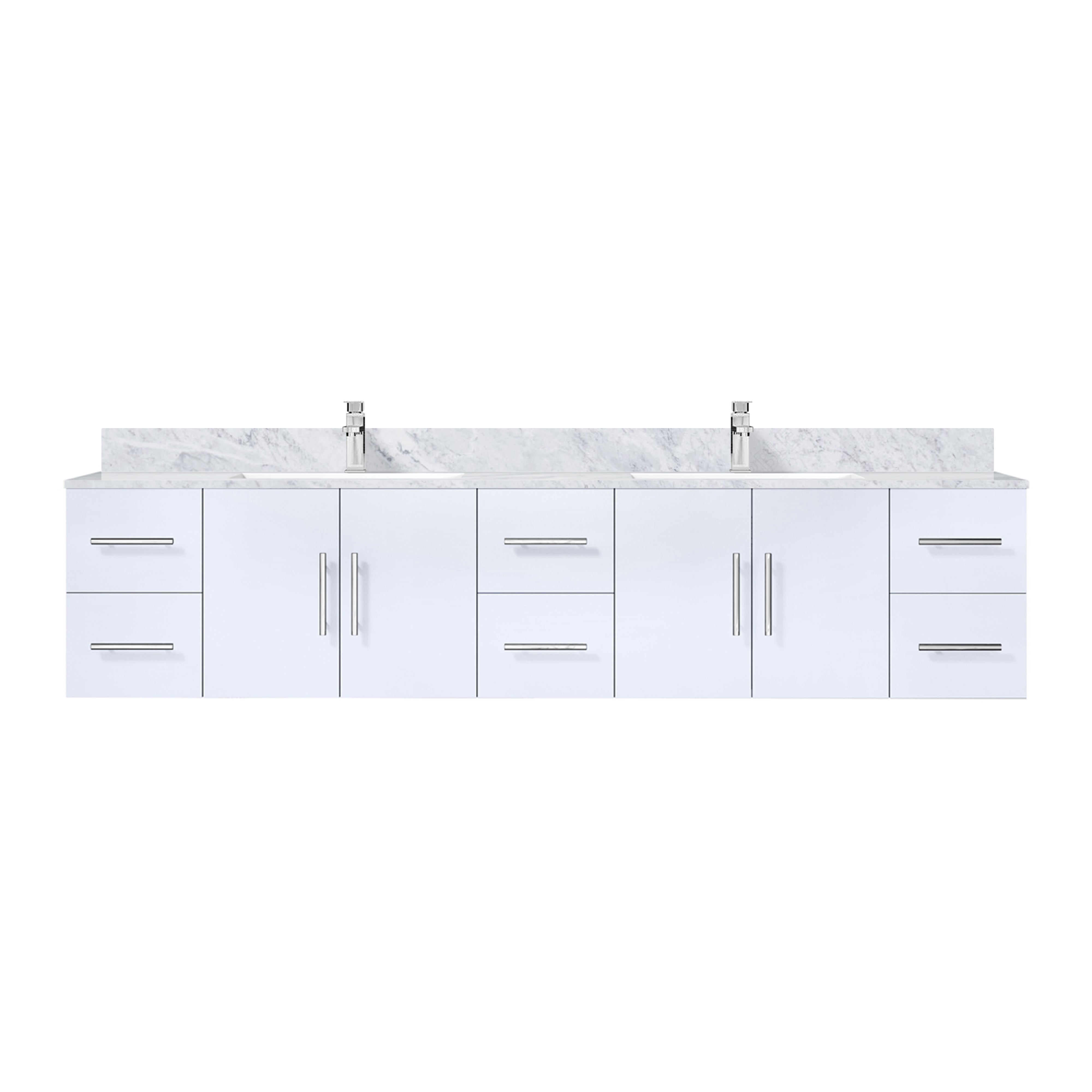 Geneva 84 in. W x 22 in. D Glossy White Double Bath Vanity