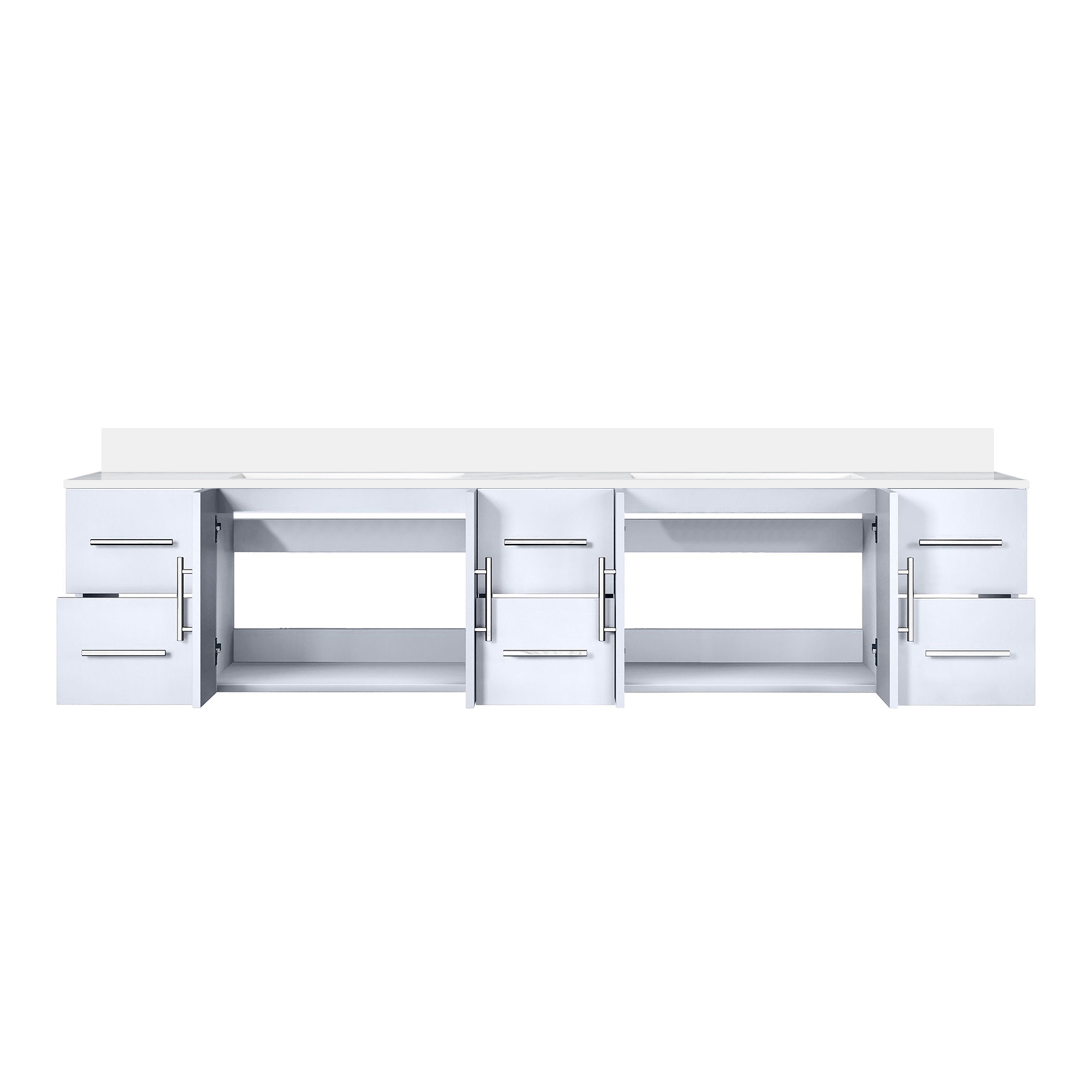 Geneva 84 in. W x 22 in. D Glossy White Double Bath Vanity
