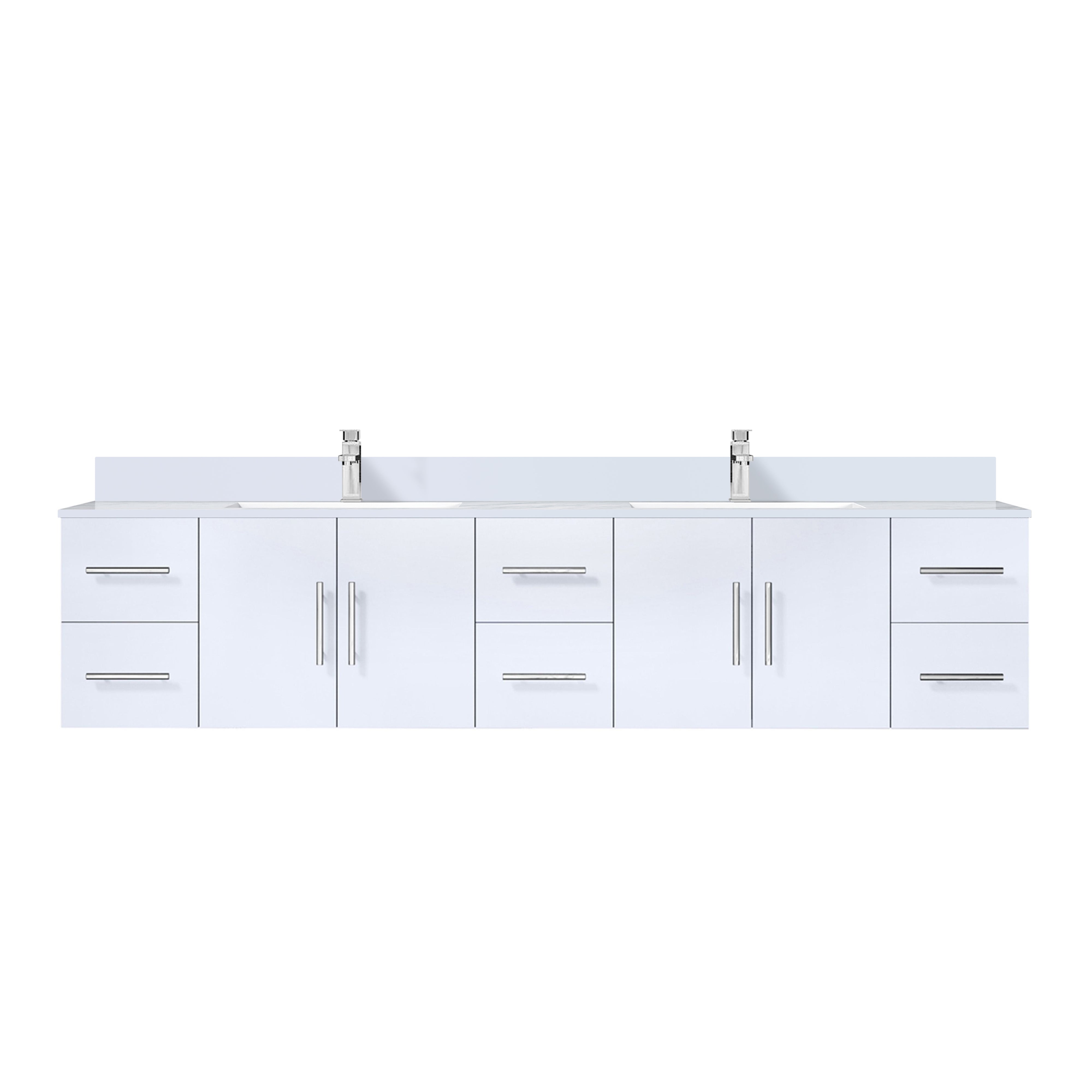 Geneva 84 in. W x 22 in. D Glossy White Double Bath Vanity