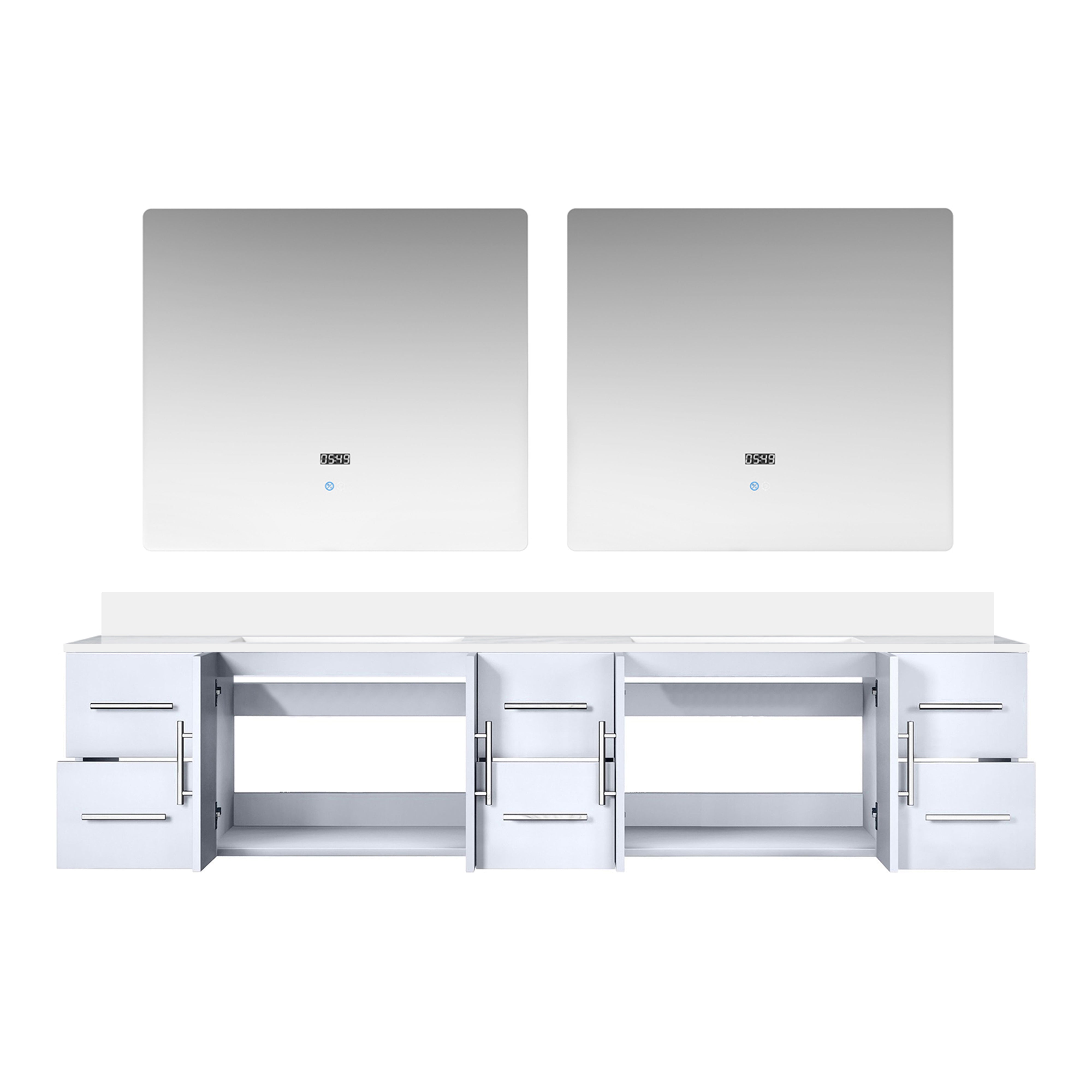 Geneva 84 in. W x 22 in. D Glossy White Double Bath Vanity