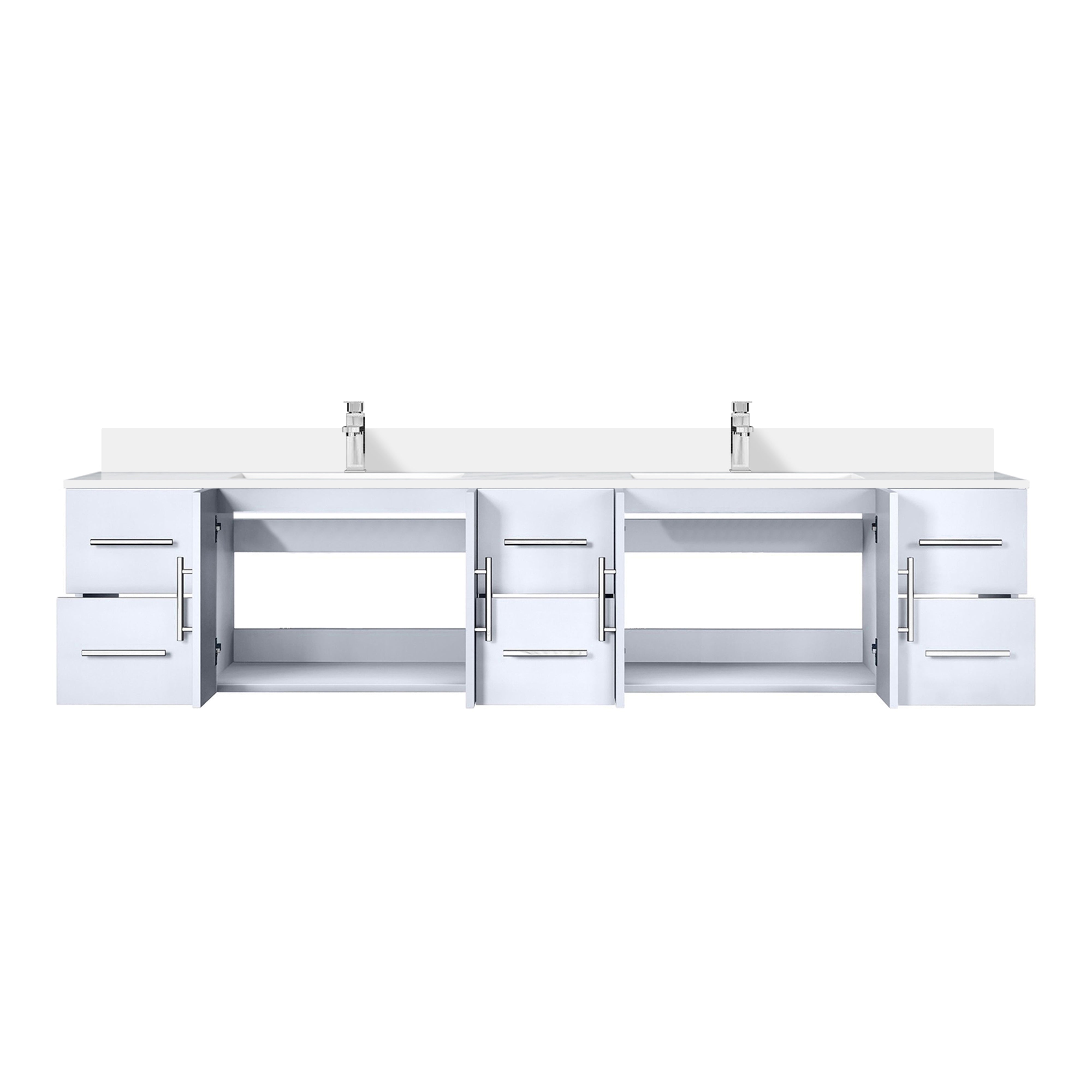 Geneva 84 in. W x 22 in. D Glossy White Double Bath Vanity