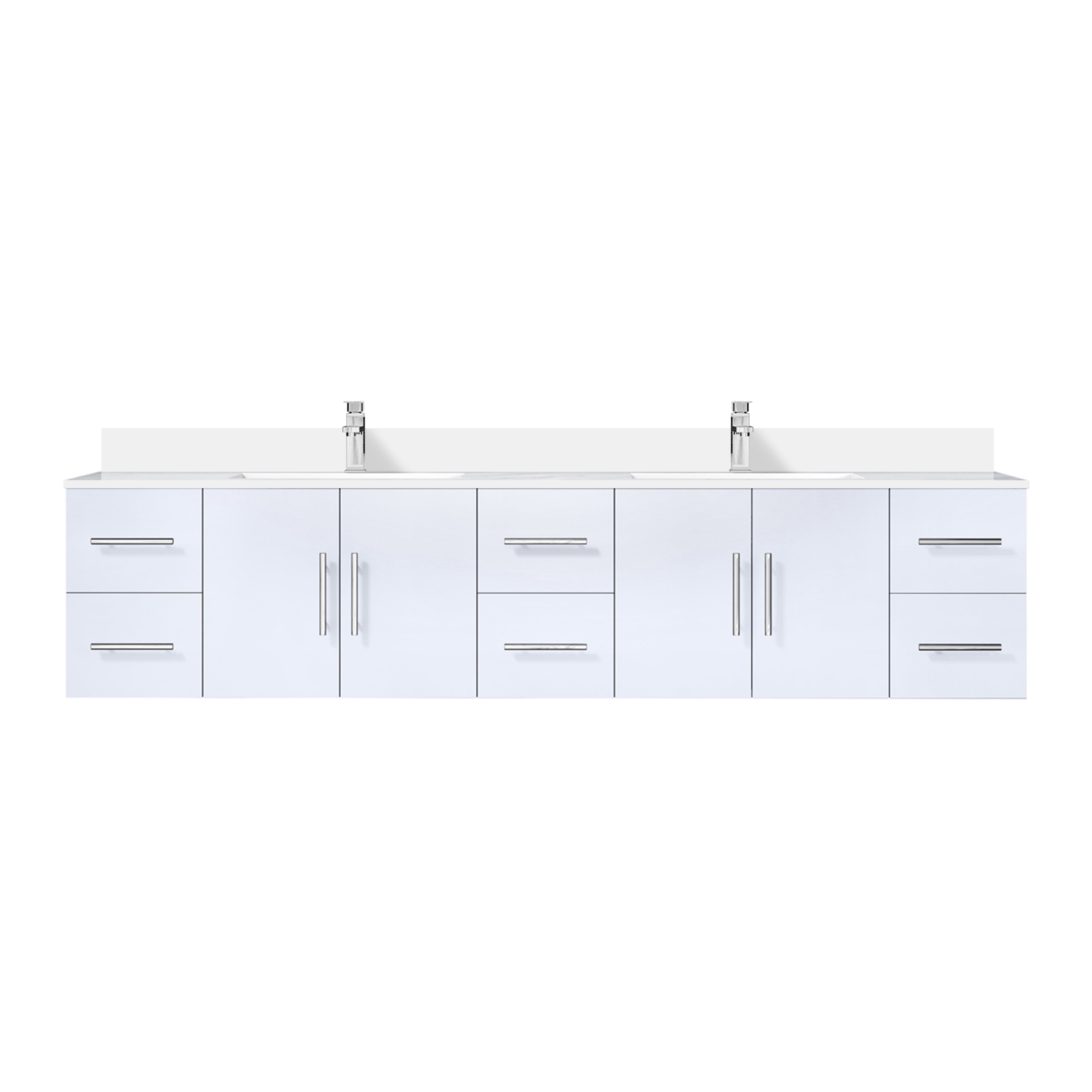 Geneva 84 in. W x 22 in. D Glossy White Double Bath Vanity