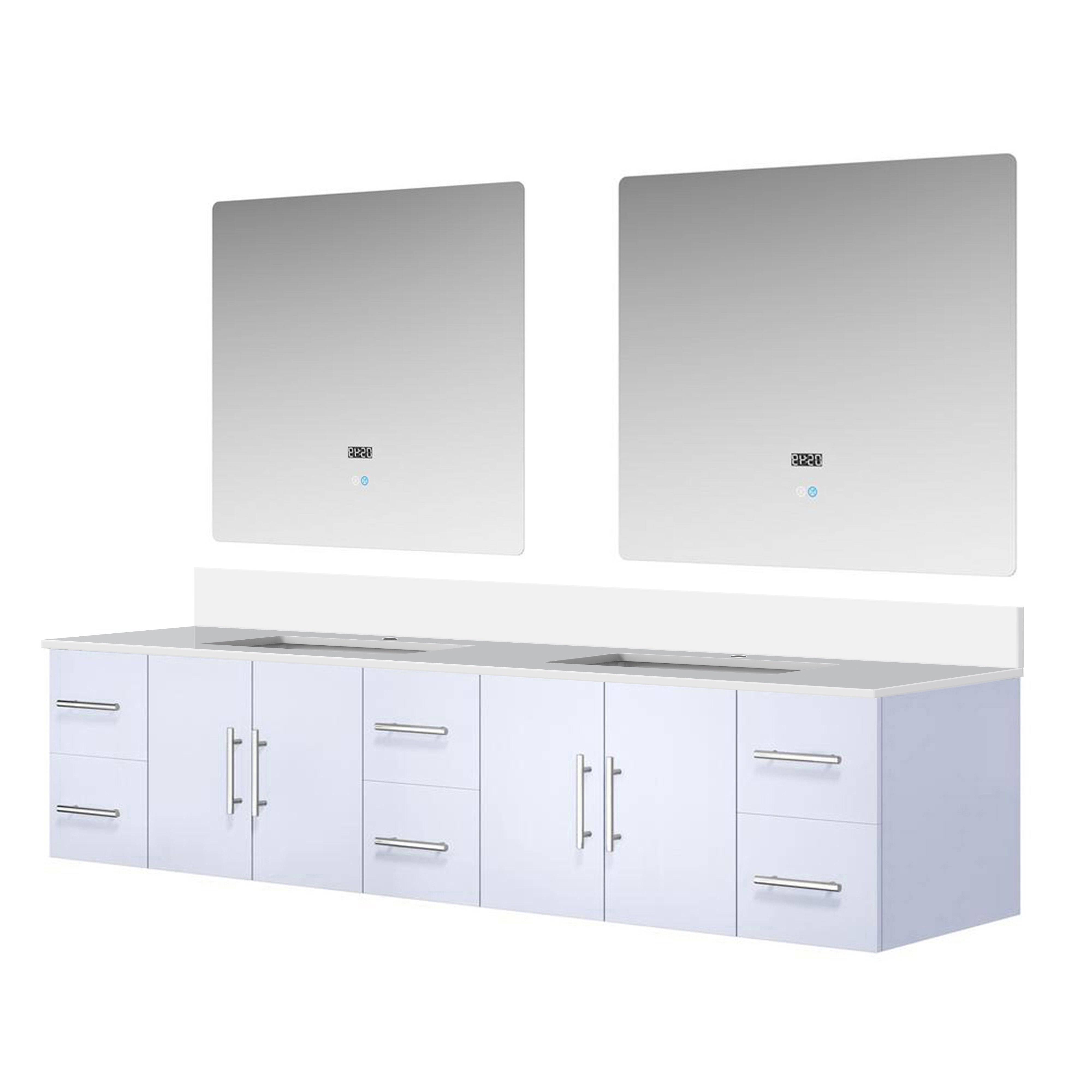 Geneva 84 in. W x 22 in. D Glossy White Double Bath Vanity