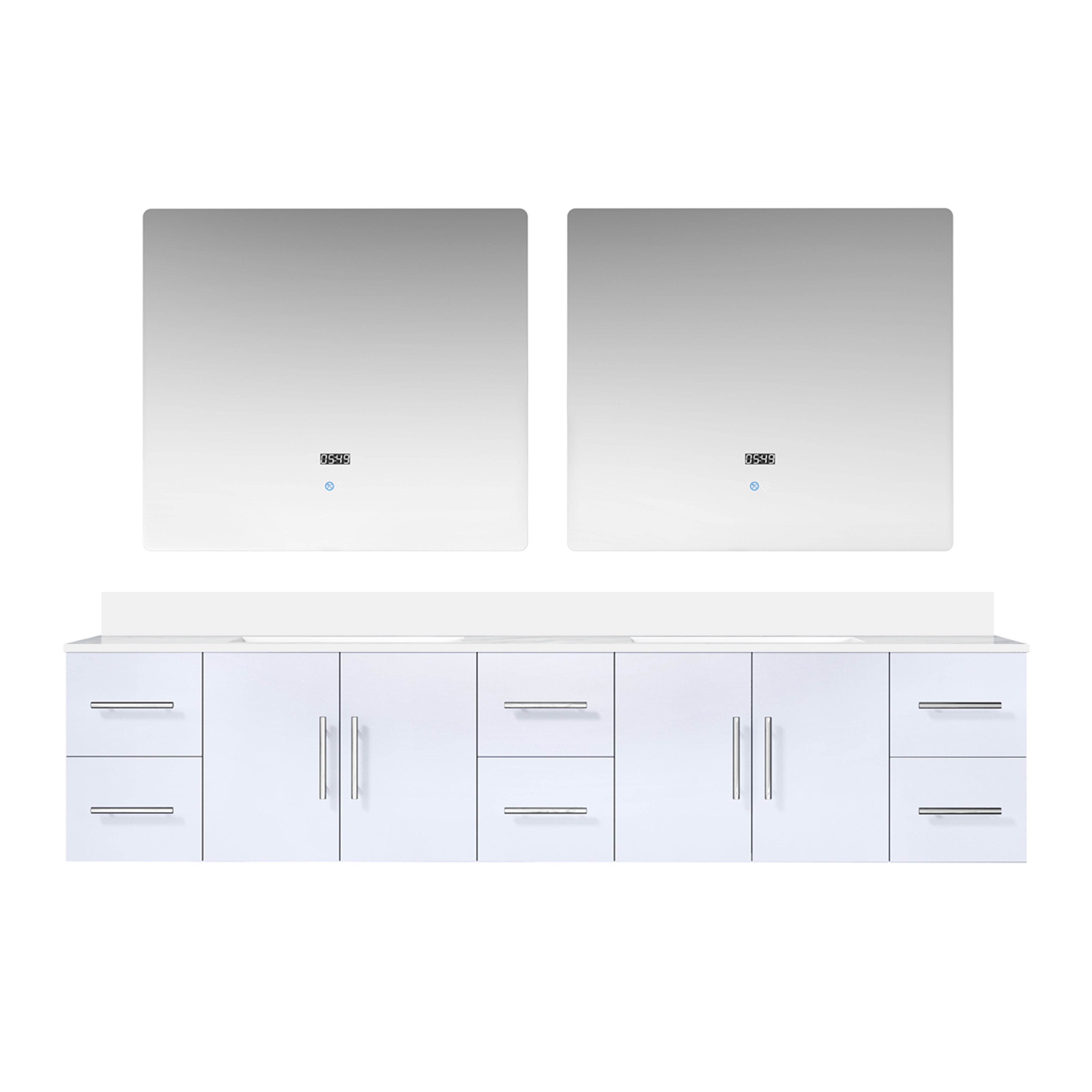 Geneva 84 in. W x 22 in. D Glossy White Double Bath Vanity