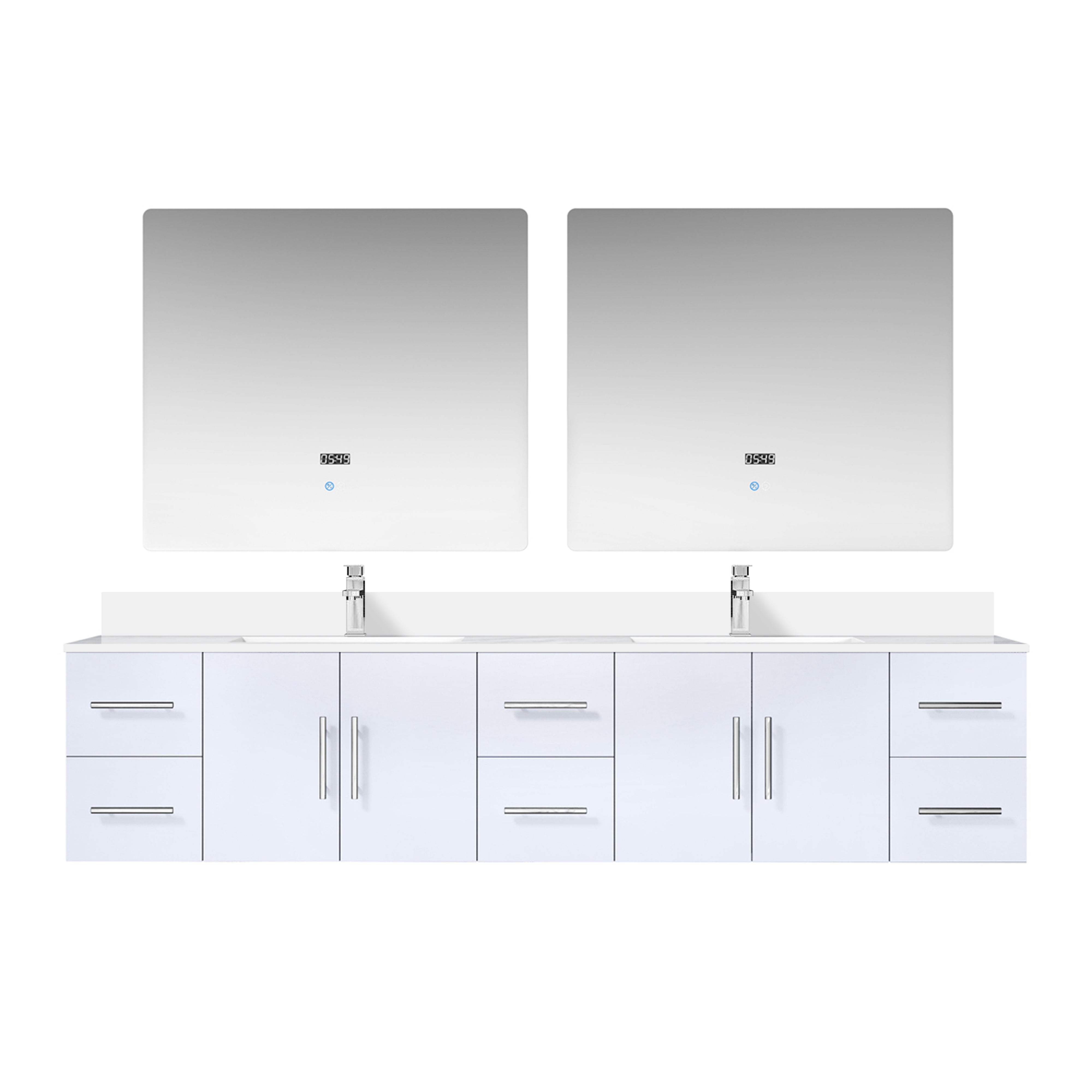 Geneva 84 in. W x 22 in. D Glossy White Double Bath Vanity