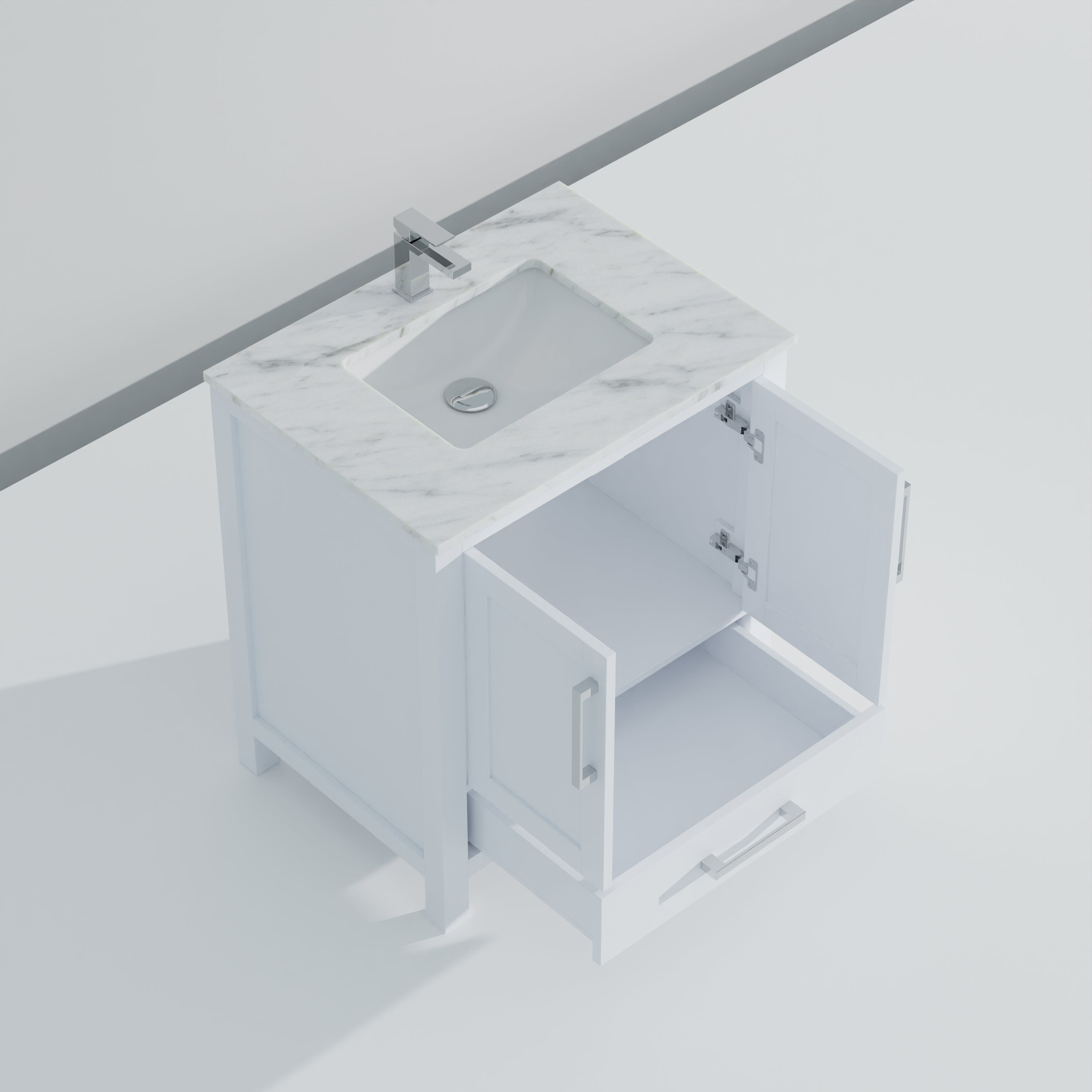 Lexora Jacques 30" White Bathroom Vanity | Modern Solid Wood Cabinet