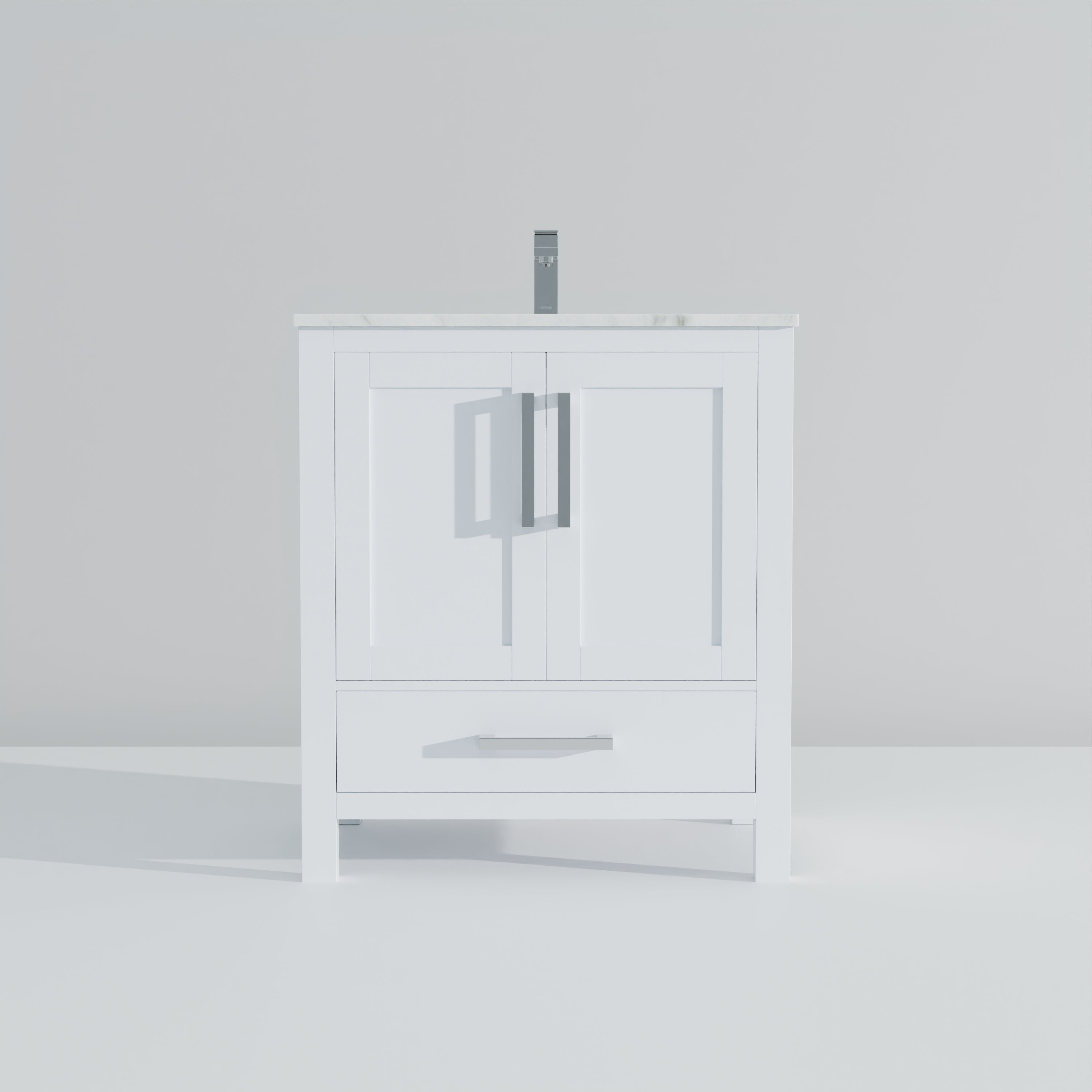 Lexora Jacques 30" White Bathroom Vanity | Modern Solid Wood Cabinet