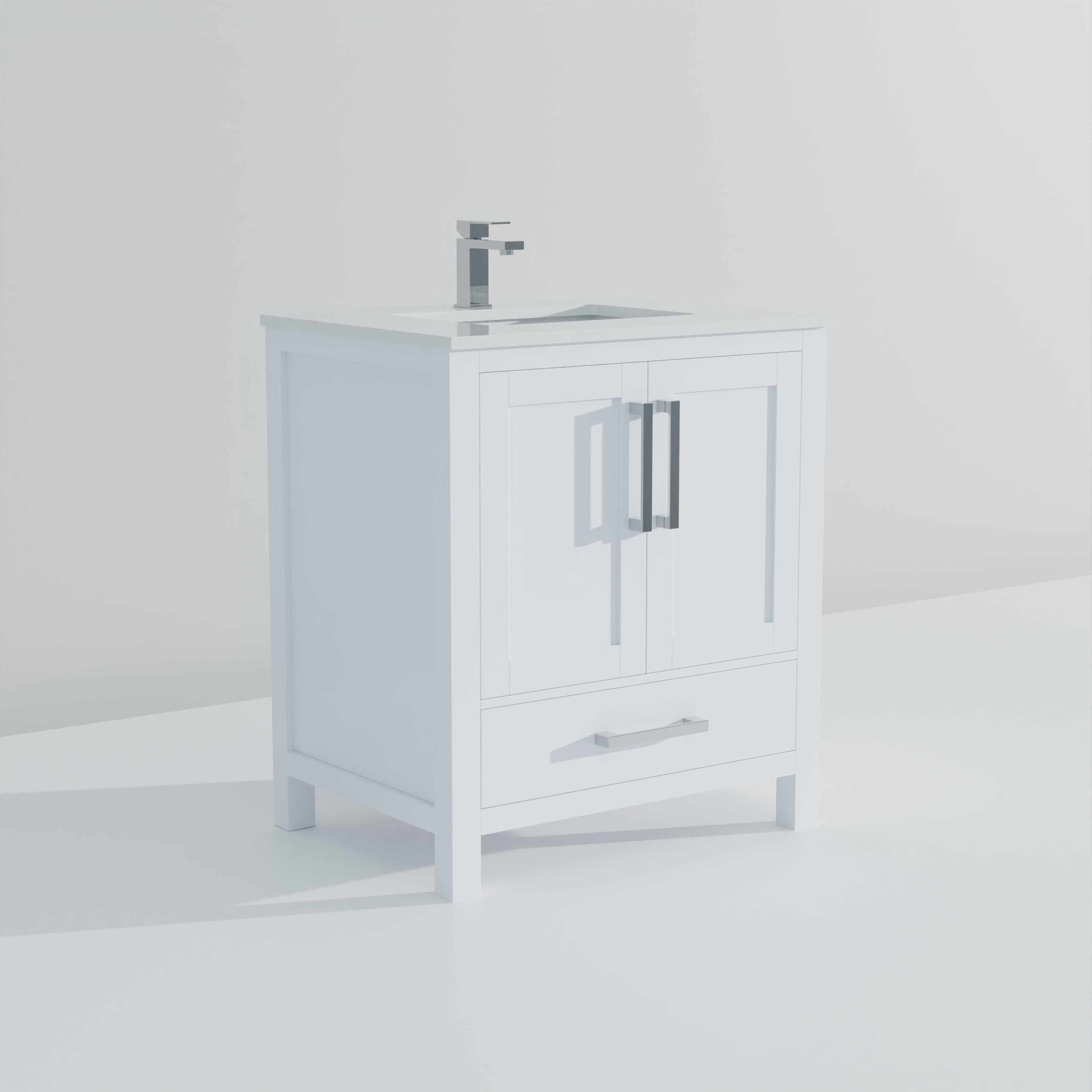Lexora Jacques 30" White Bathroom Vanity | Modern Solid Wood Cabinet