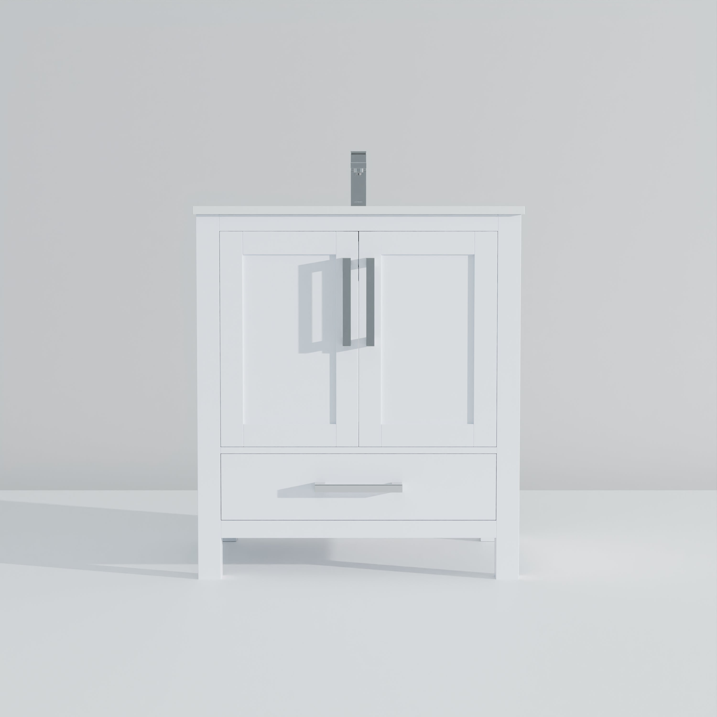 Lexora Jacques 30" White Bathroom Vanity | Modern Solid Wood Cabinet