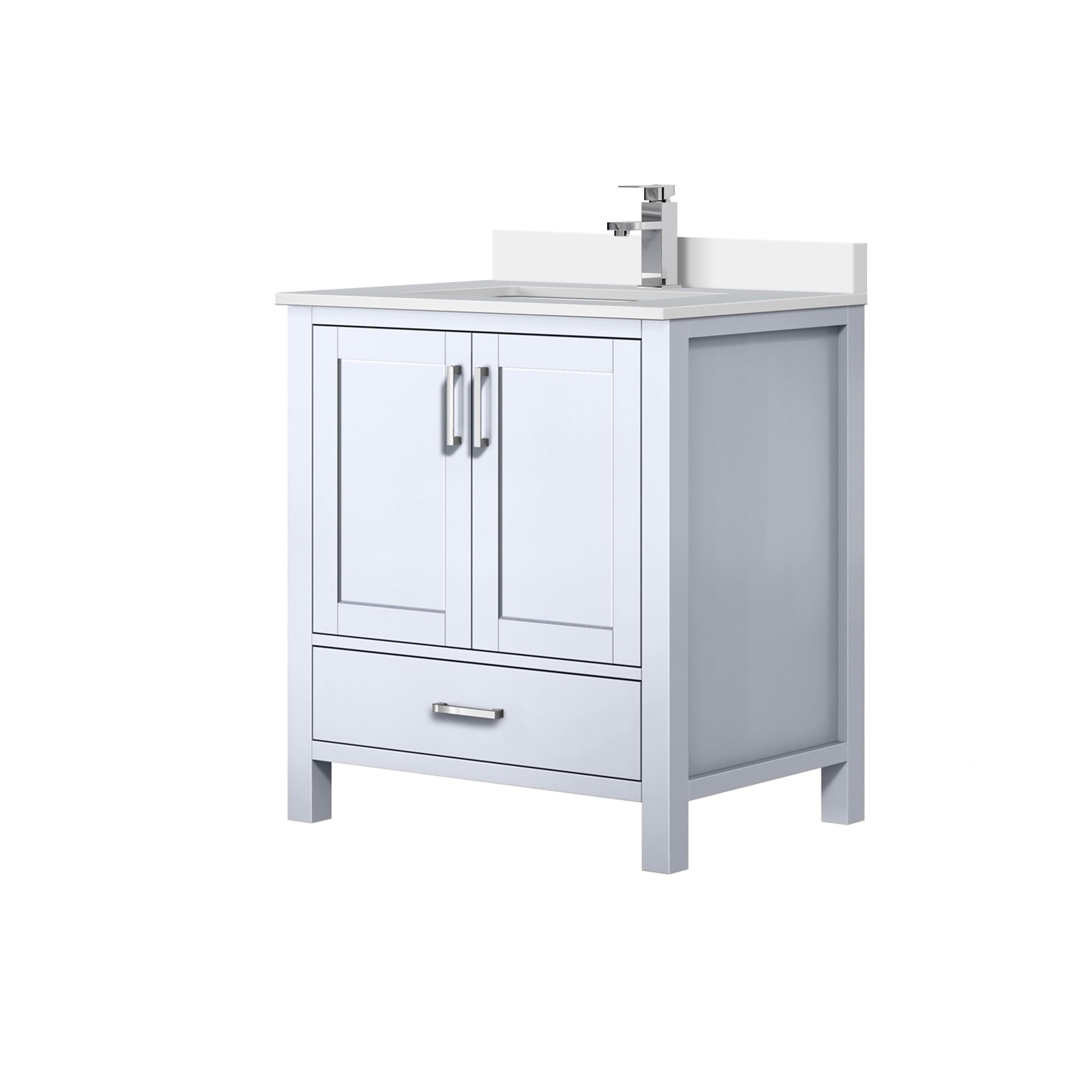 Lexora Jacques 30" White Bathroom Vanity | Modern Solid Wood Cabinet
