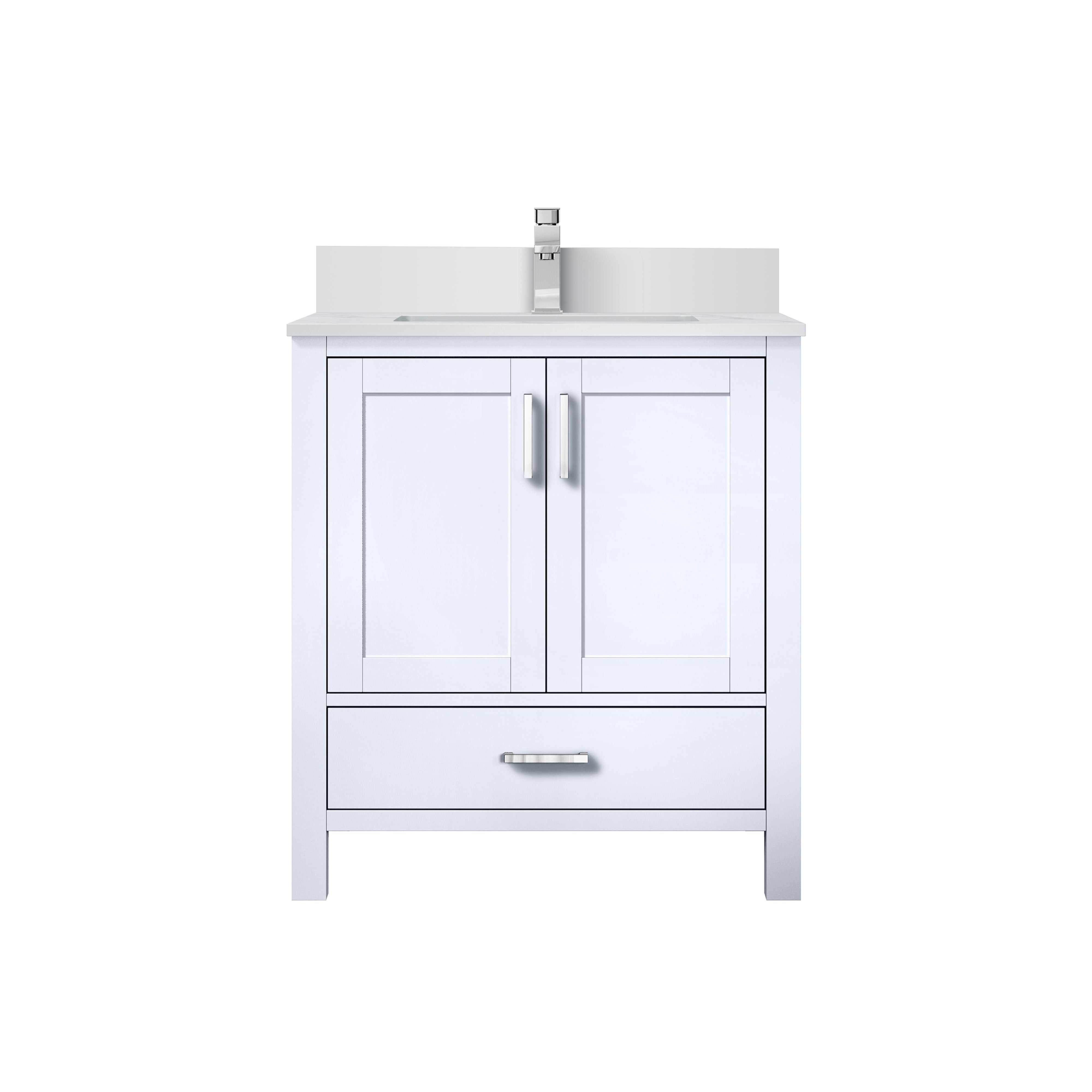 Lexora Jacques 30" White Bathroom Vanity | Modern Solid Wood Cabinet
