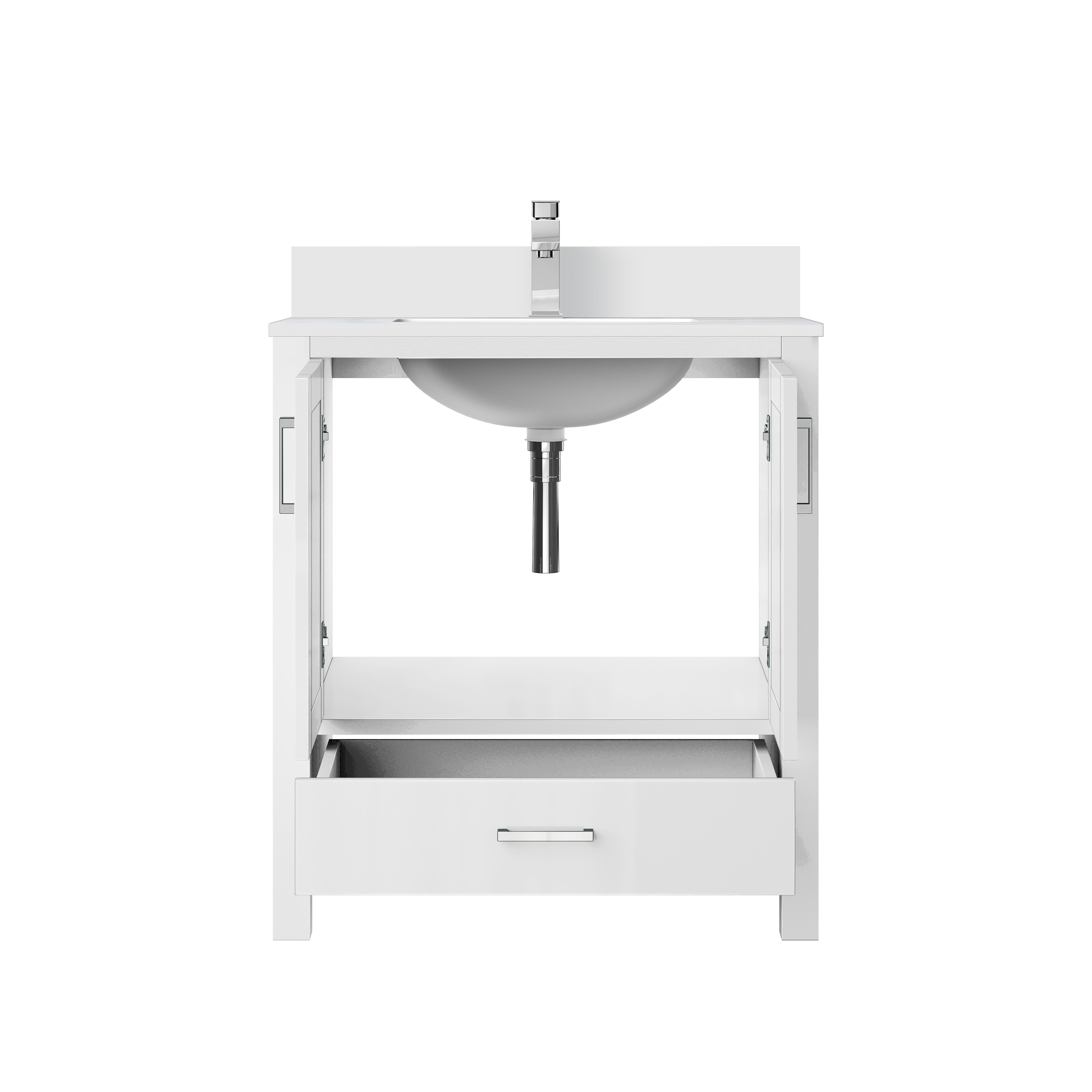Lexora Jacques 30" White Bathroom Vanity | Modern Solid Wood Cabinet