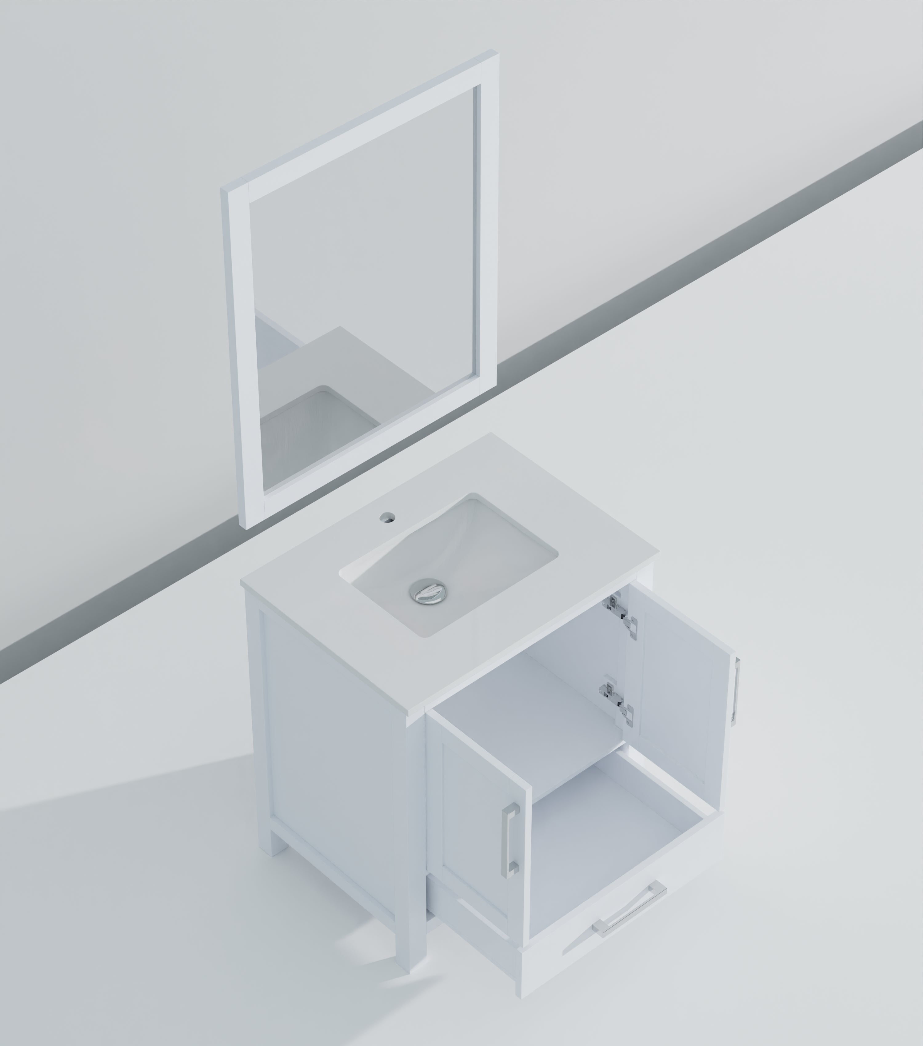Lexora Jacques 30" White Bathroom Vanity | Modern Solid Wood Cabinet