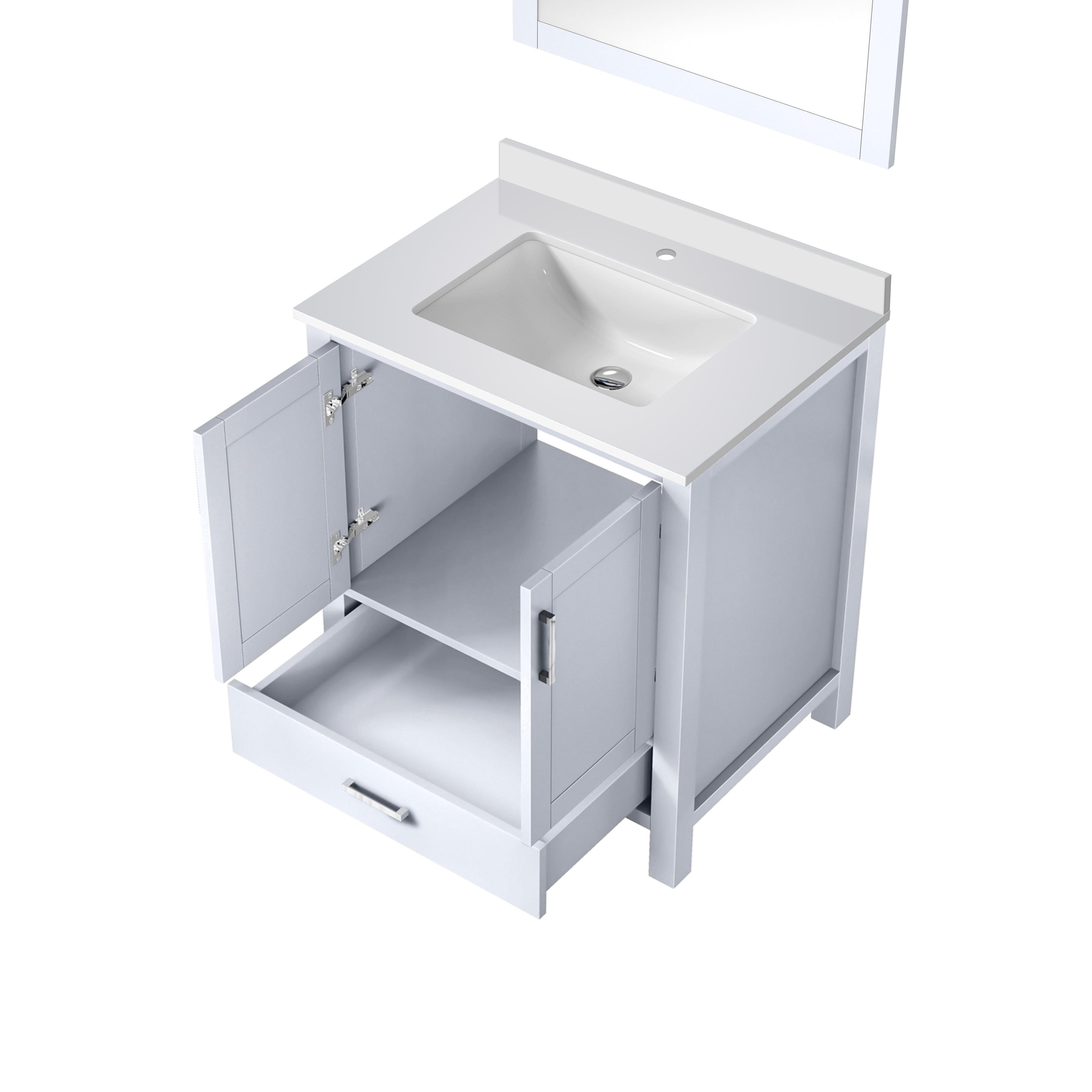 Lexora Jacques 30" White Bathroom Vanity | Modern Solid Wood Cabinet