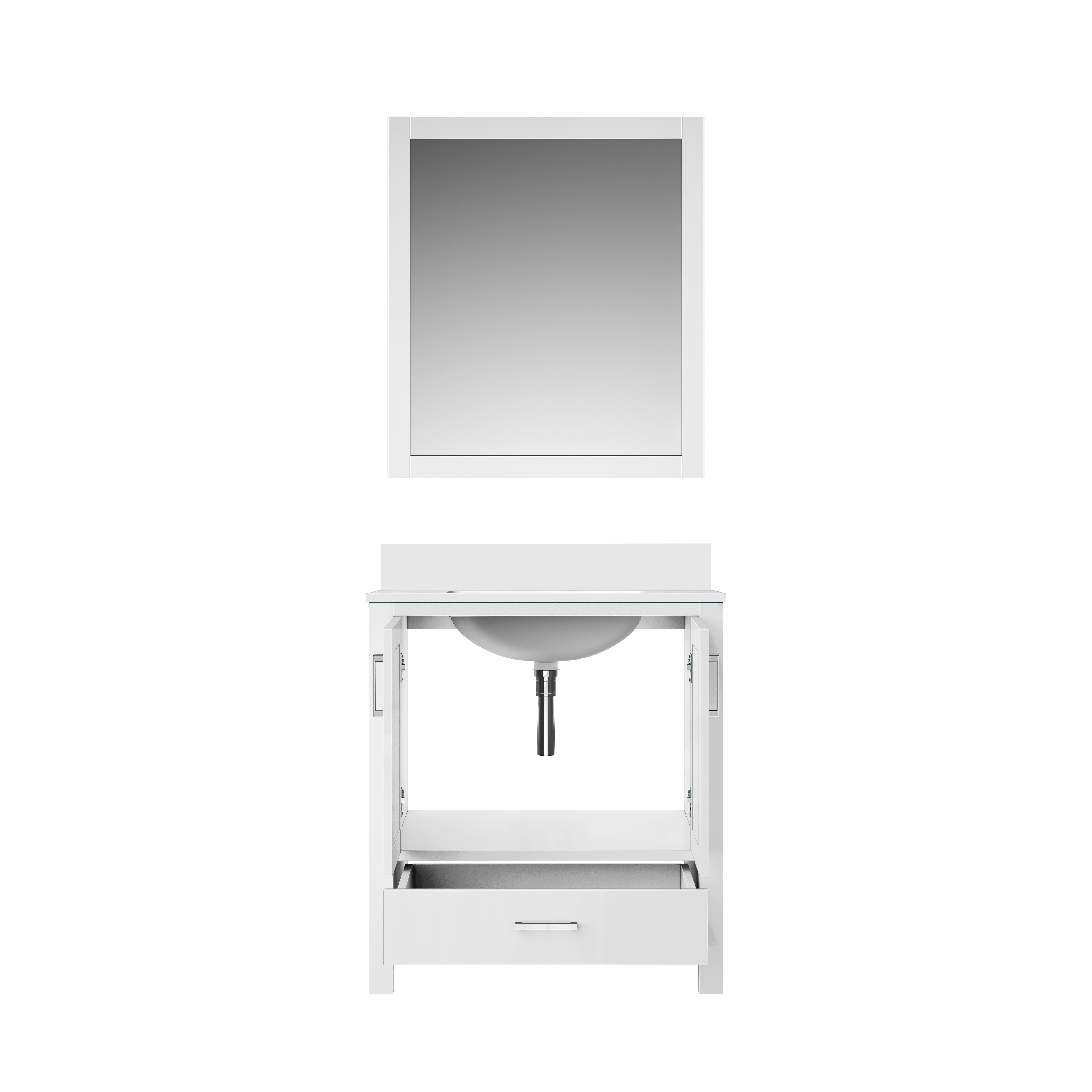 Lexora Jacques 30" White Bathroom Vanity | Modern Solid Wood Cabinet