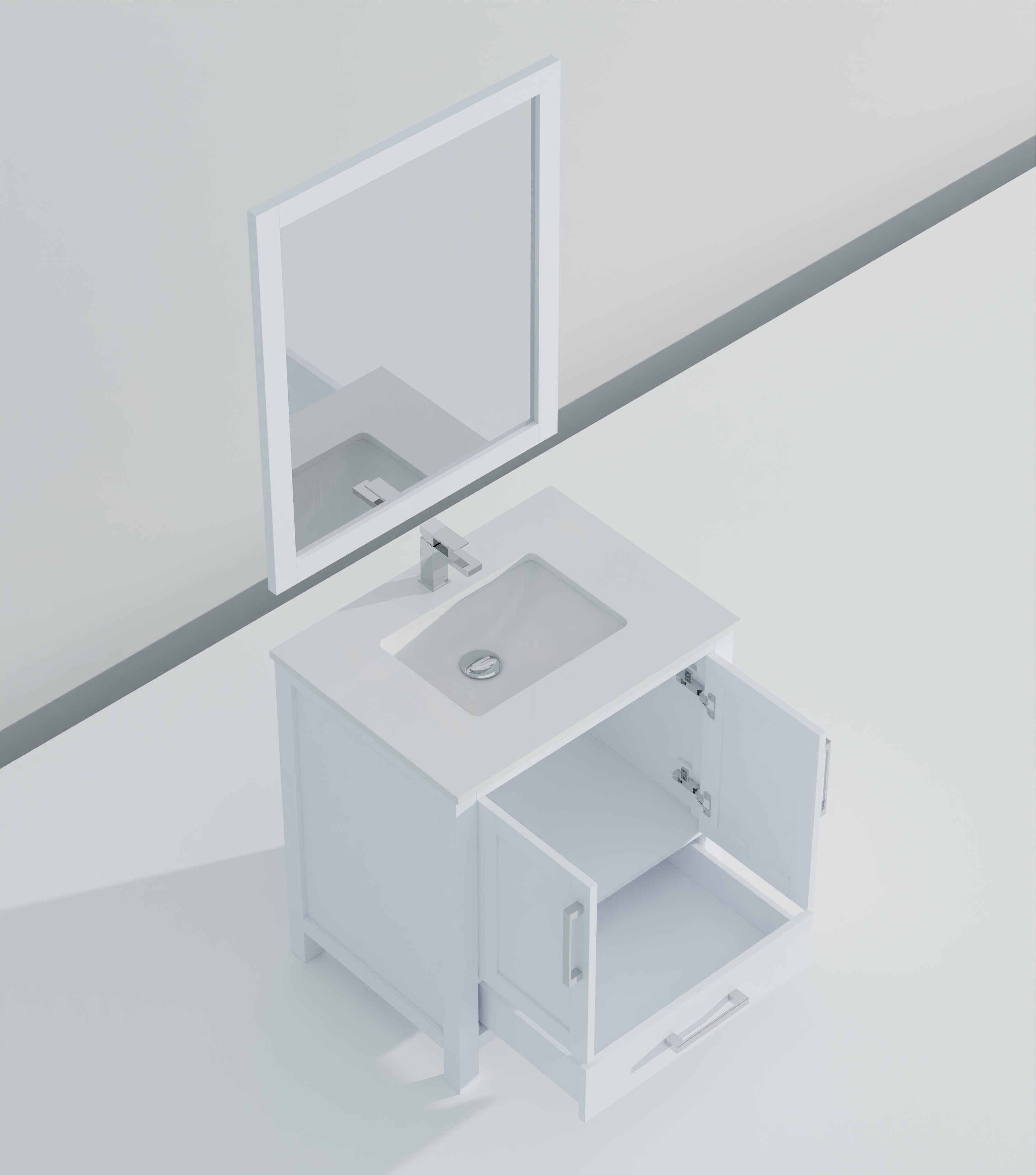Lexora Jacques 30" White Bathroom Vanity | Modern Solid Wood Cabinet