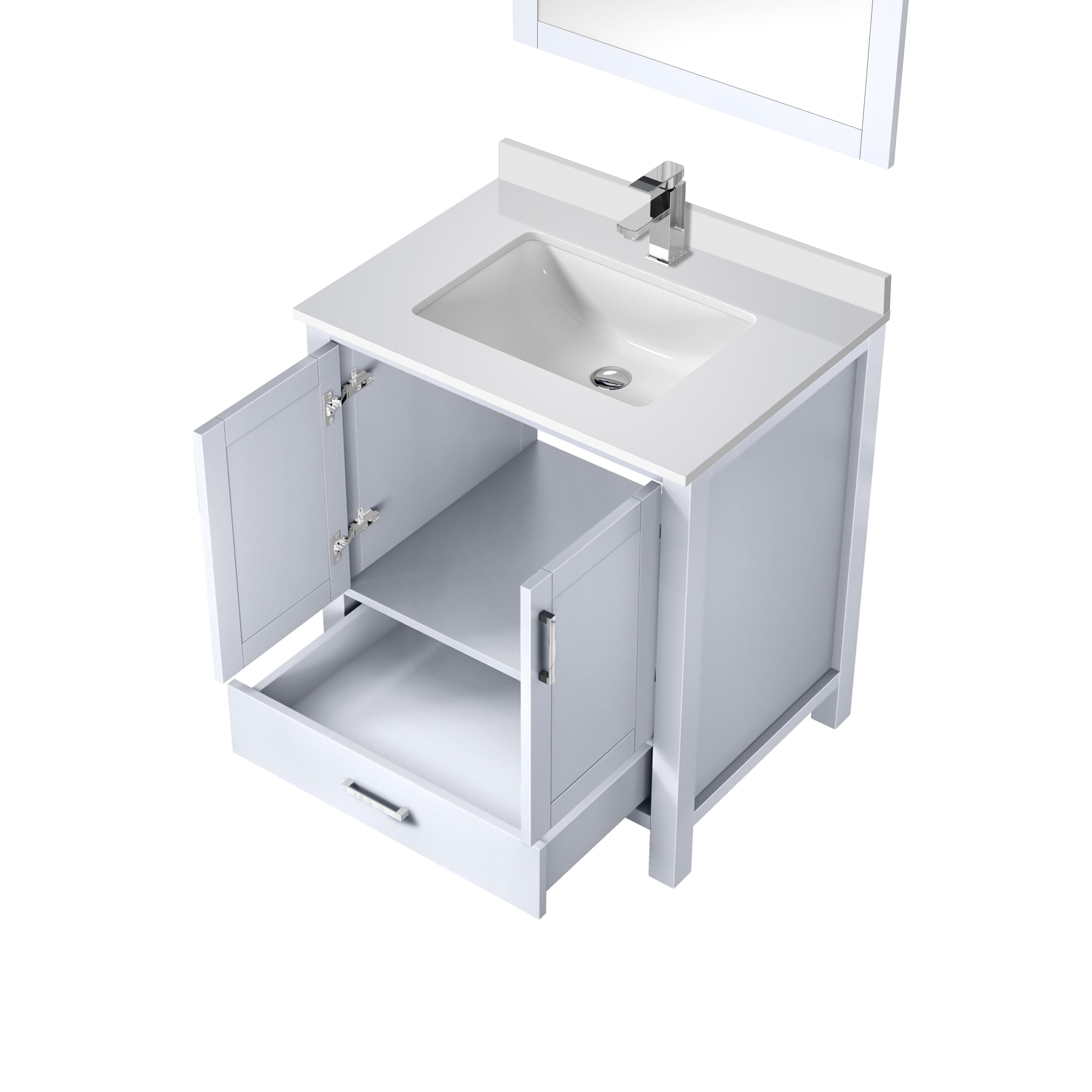 Lexora Jacques 30" White Bathroom Vanity | Modern Solid Wood Cabinet