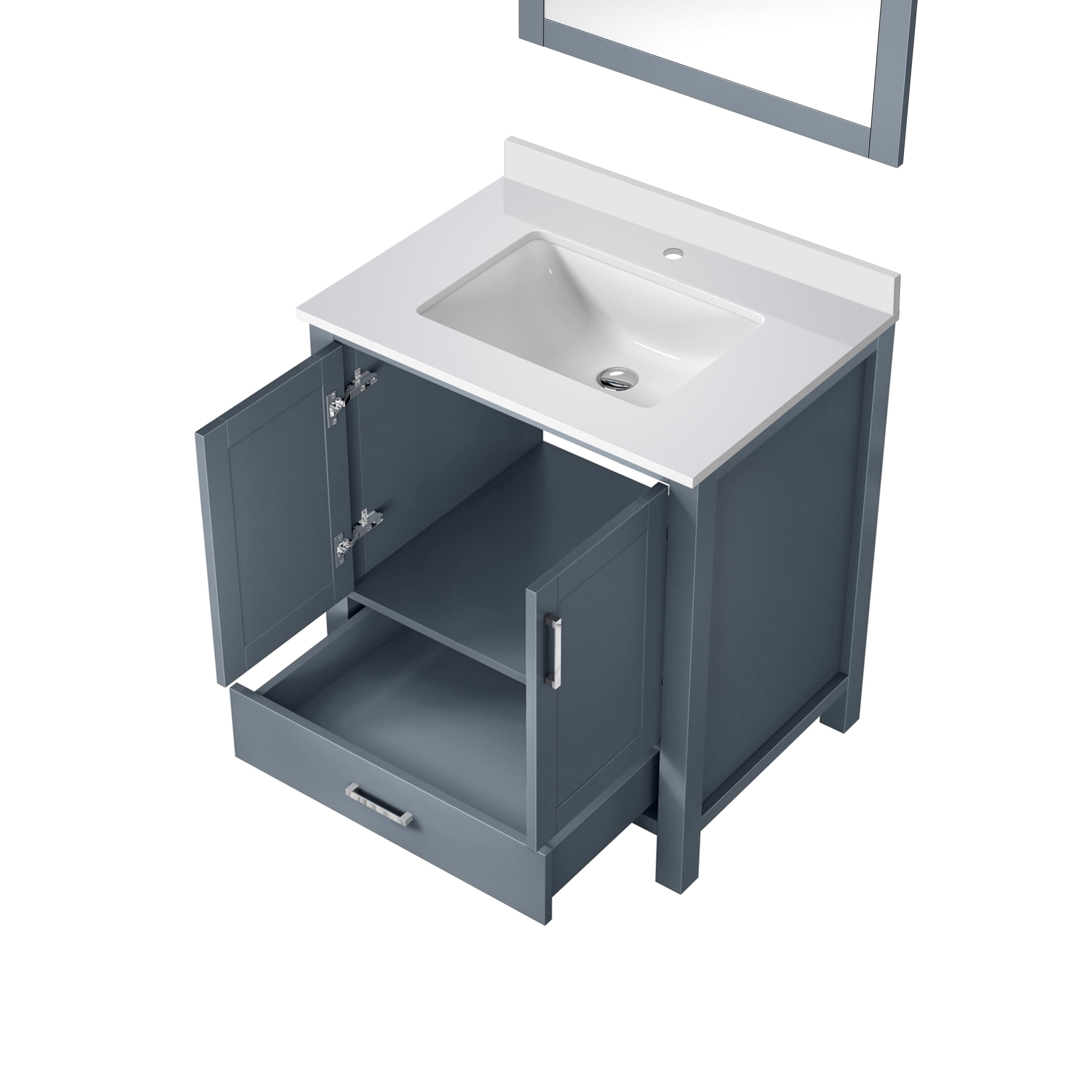 Lexora Jacques 30" Dark Grey Bathroom Vanity – Modern Solid Wood Freestanding Cabinet
