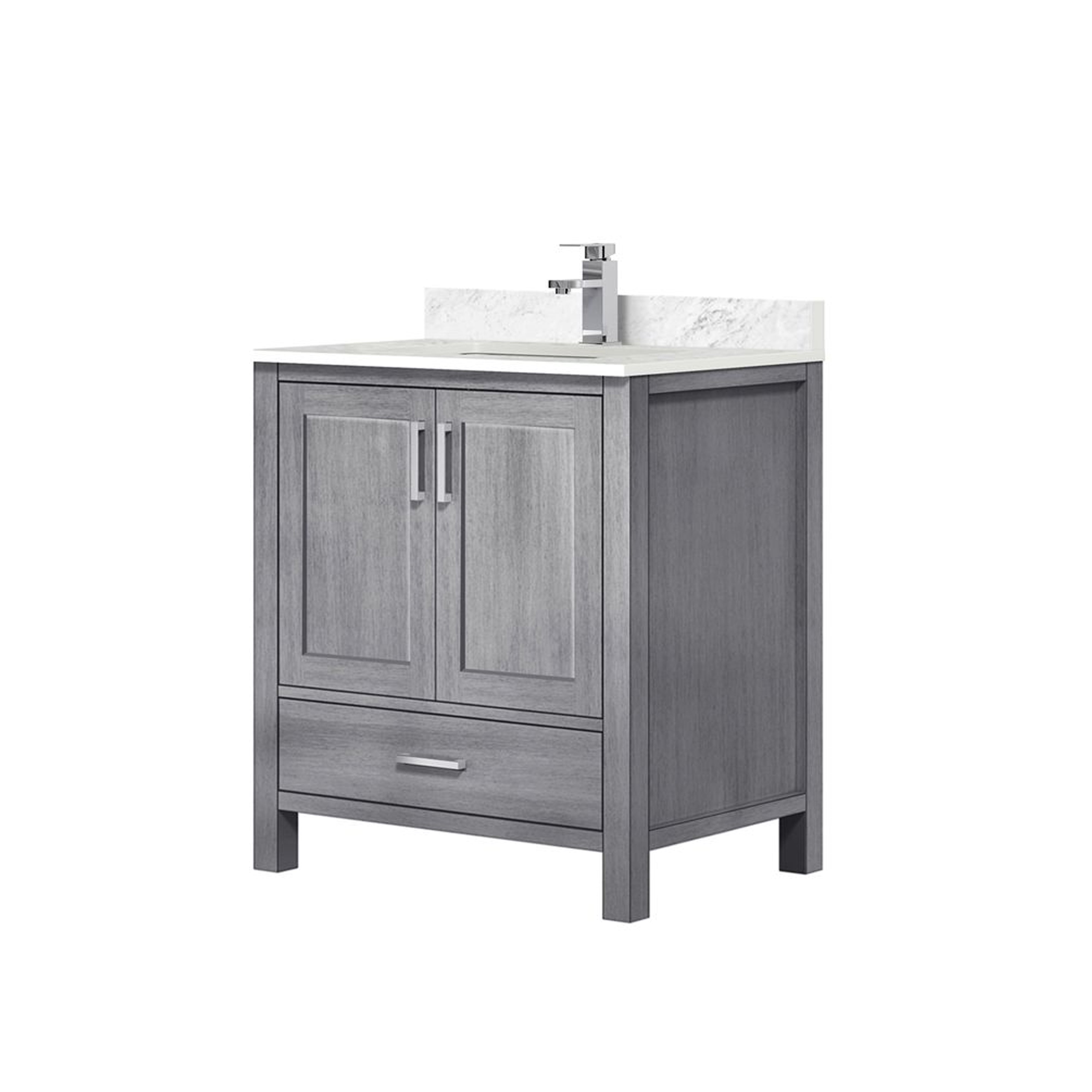 Lexora Jacques 30" Distressed Grey Bathroom Vanity – Solid Wood, Mid-Century Freestanding Storage Cabinet