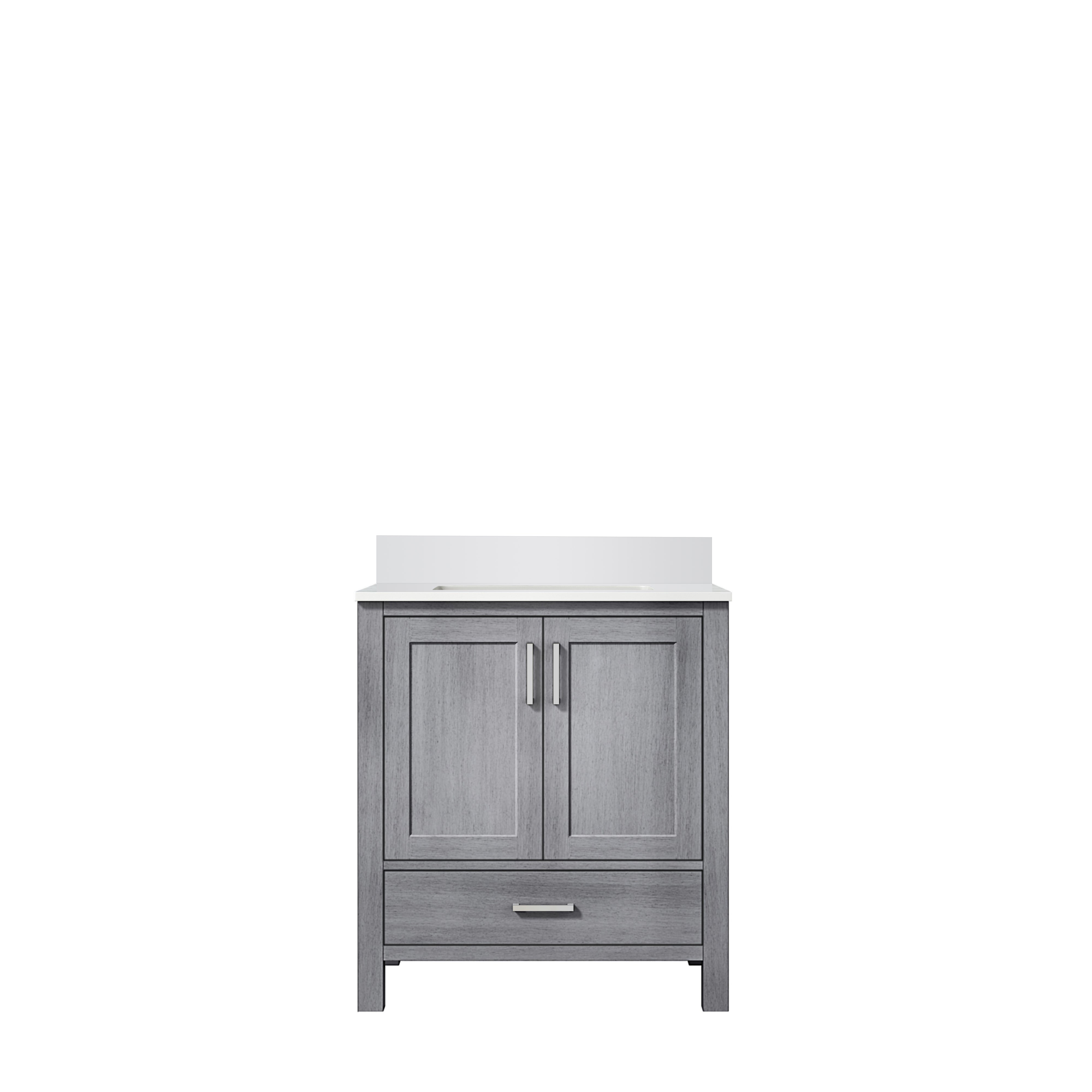Lexora Jacques 30" Distressed Grey Bathroom Vanity – Solid Wood, Mid-Century Freestanding Storage Cabinet