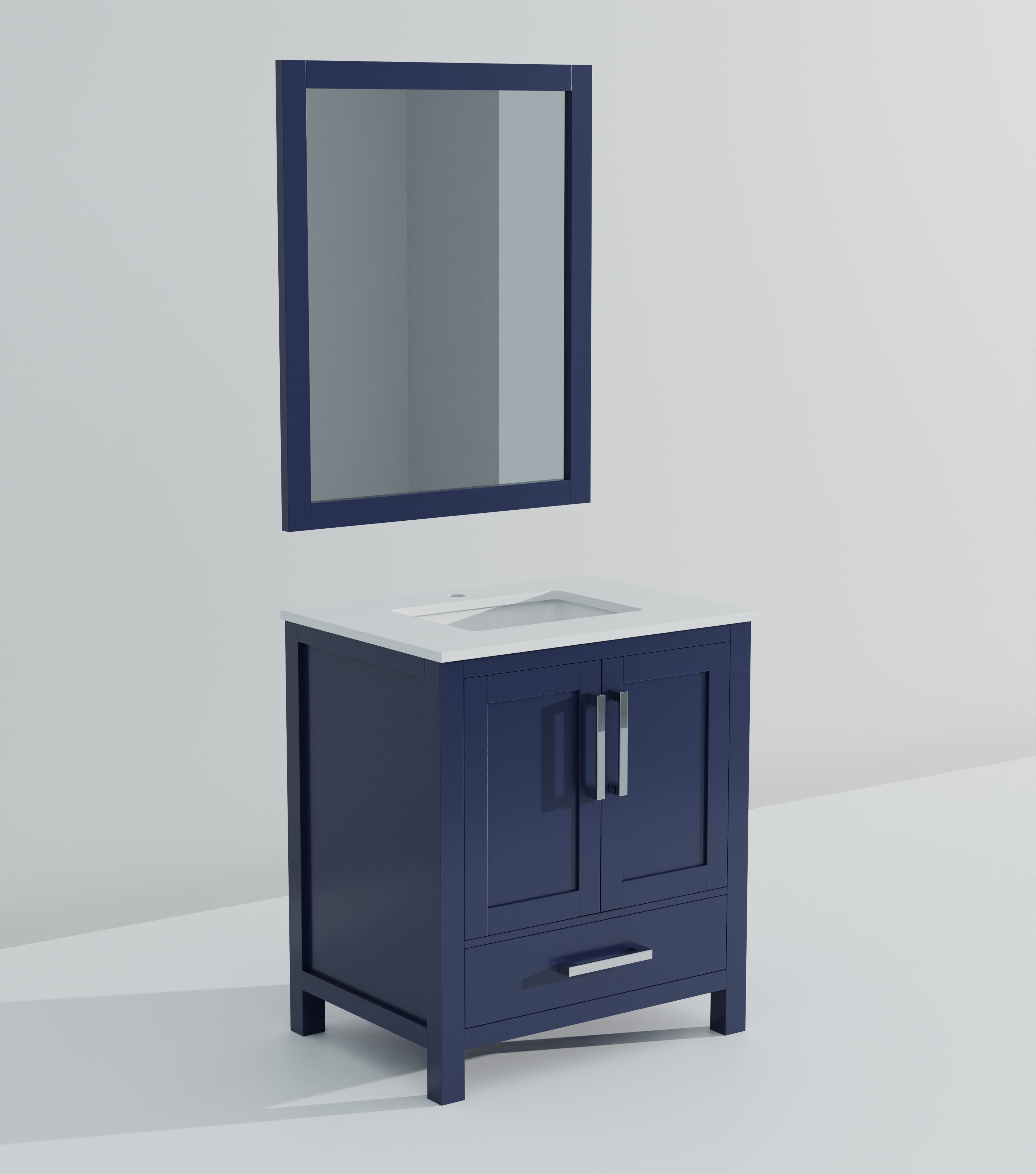 Lexora Jacques 30" Navy Blue Bathroom Vanity | Solid Wood Cabinet