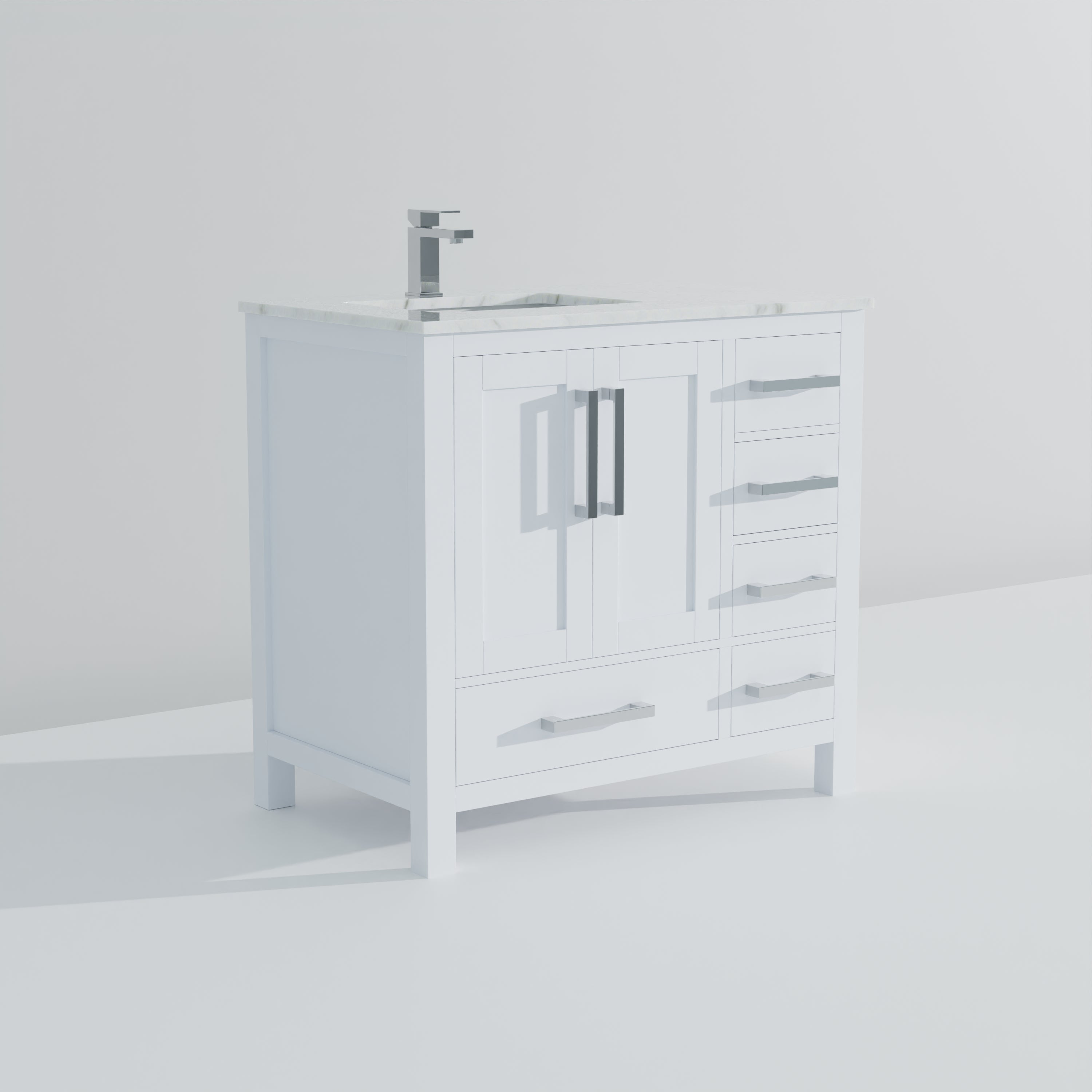 Jacques 36 in. W x 22 in. D Left Offset White Bath Vanity