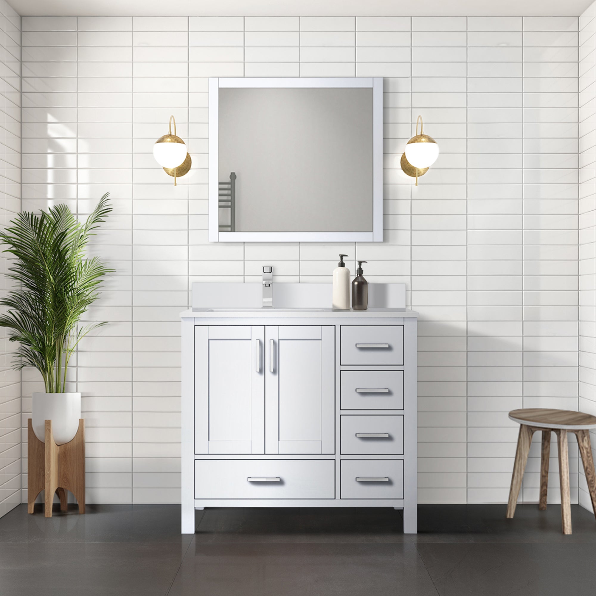 Jacques 36 in. W x 22 in. D Left Offset White Bath Vanity