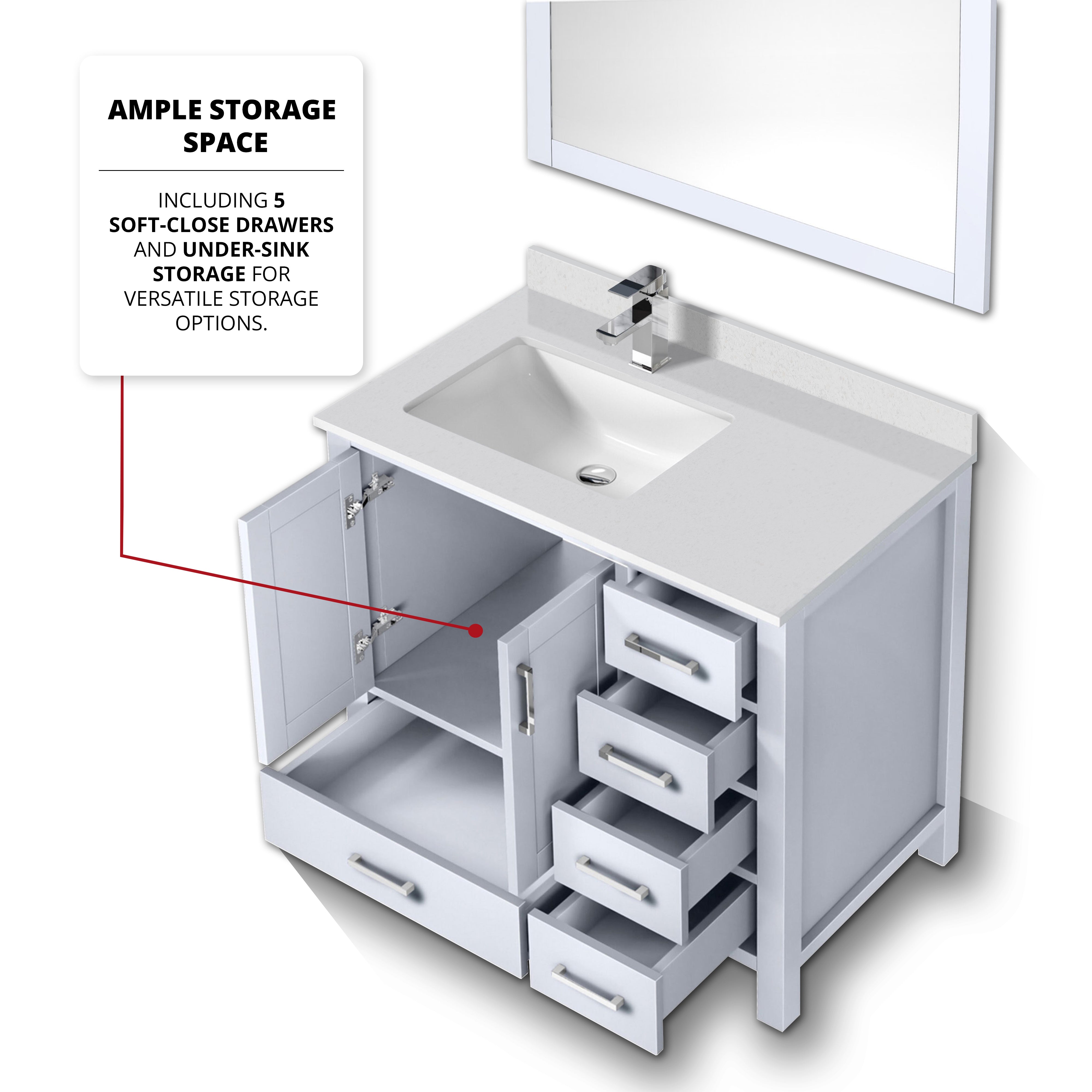 Jacques 36 in. W x 22 in. D Left Offset White Bath Vanity