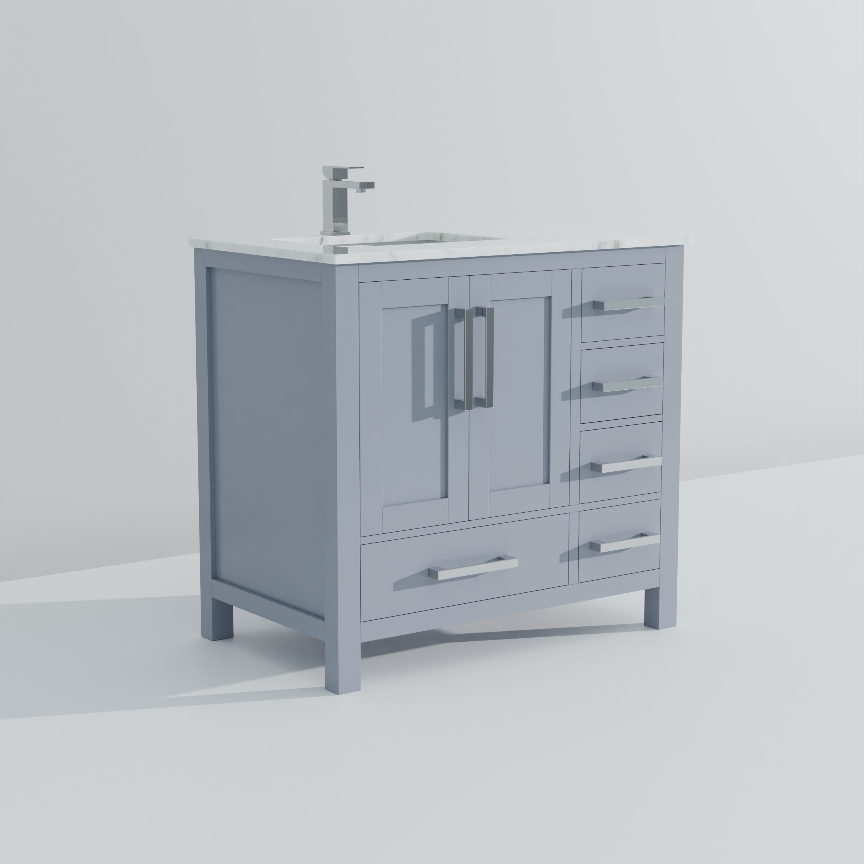 Lexora Jacques 36" Dark Grey Left-Offset Bathroom Vanity | Solid Wood