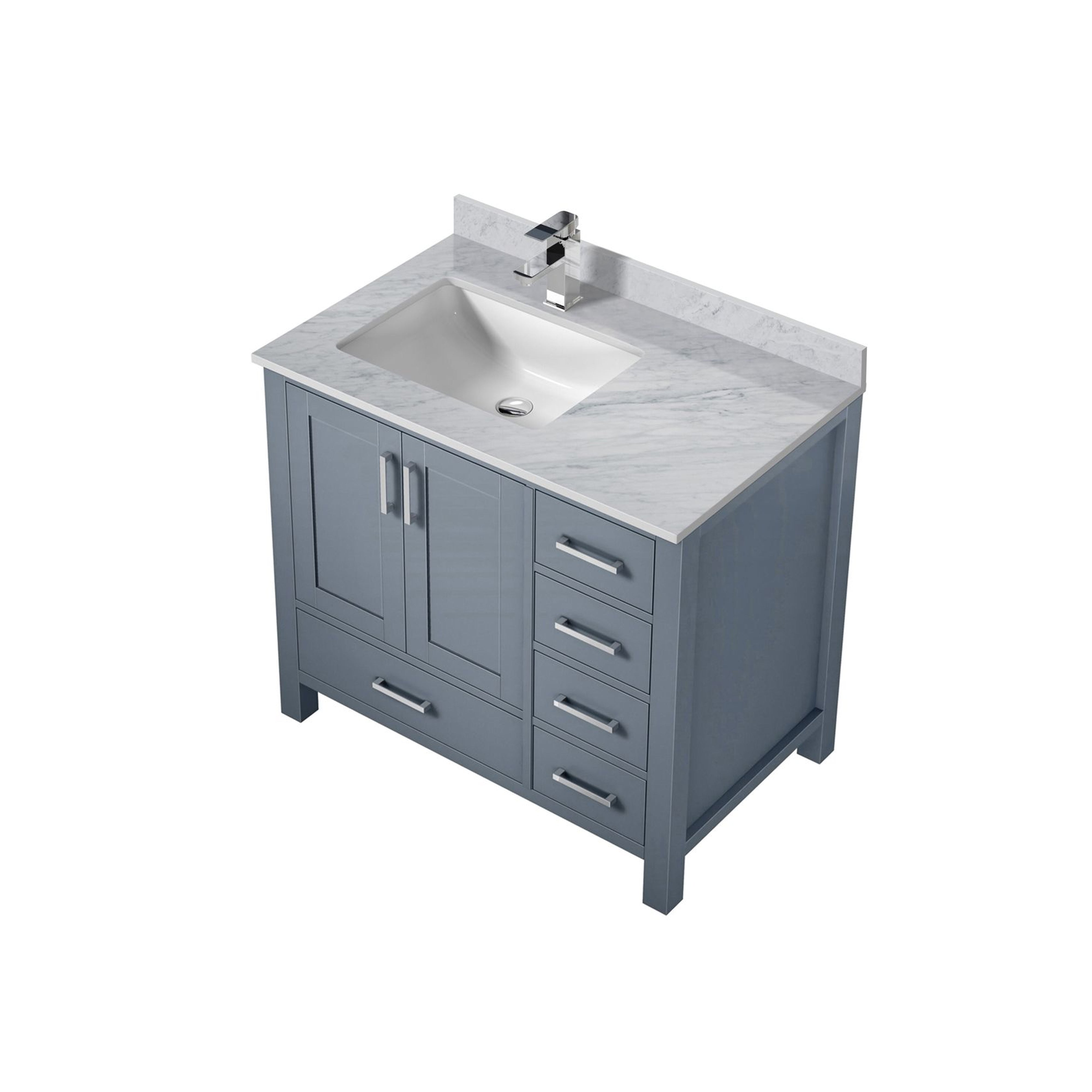 Lexora Jacques 36" Dark Grey Left-Offset Bathroom Vanity | Solid Wood