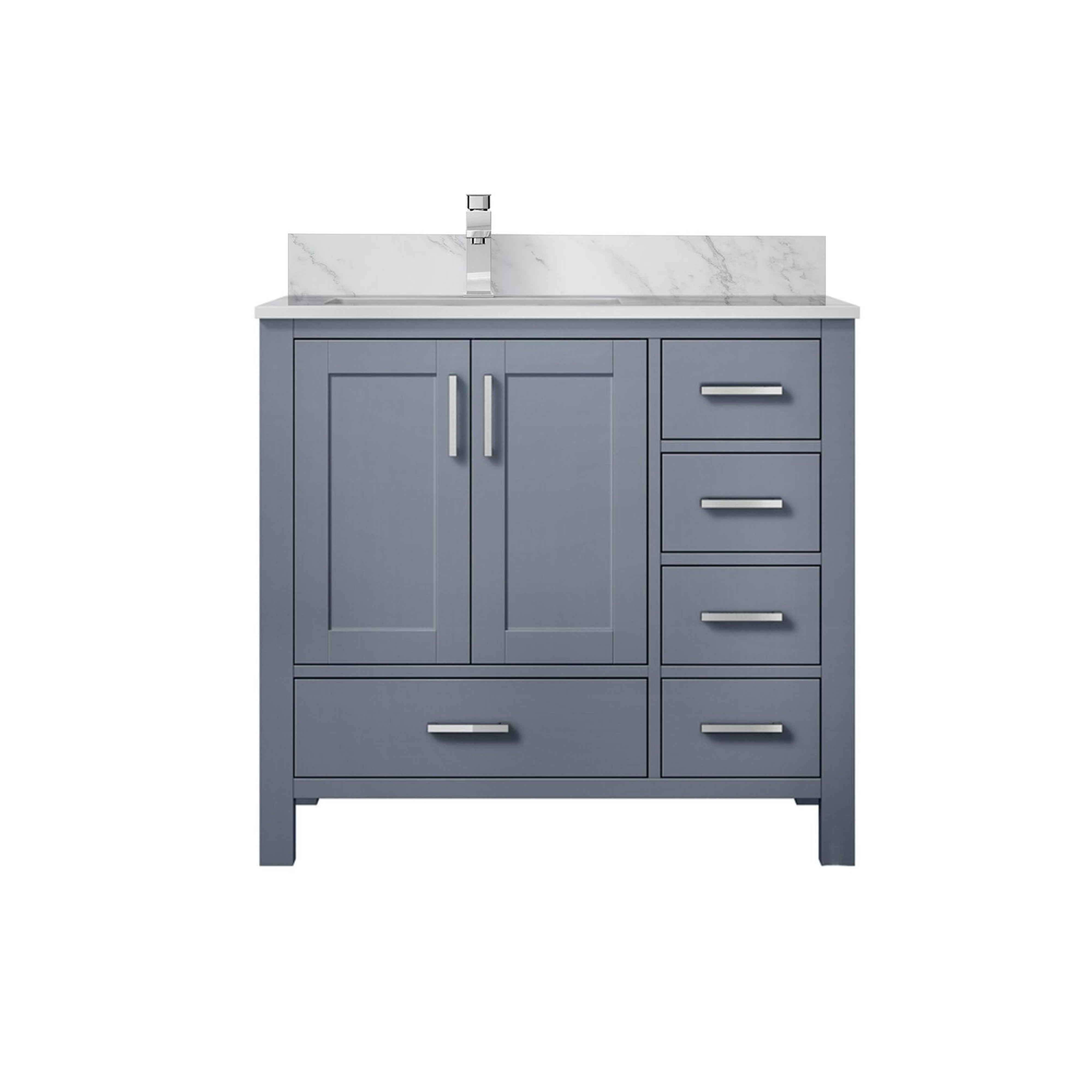 Lexora Jacques 36" Dark Grey Left-Offset Bathroom Vanity | Solid Wood