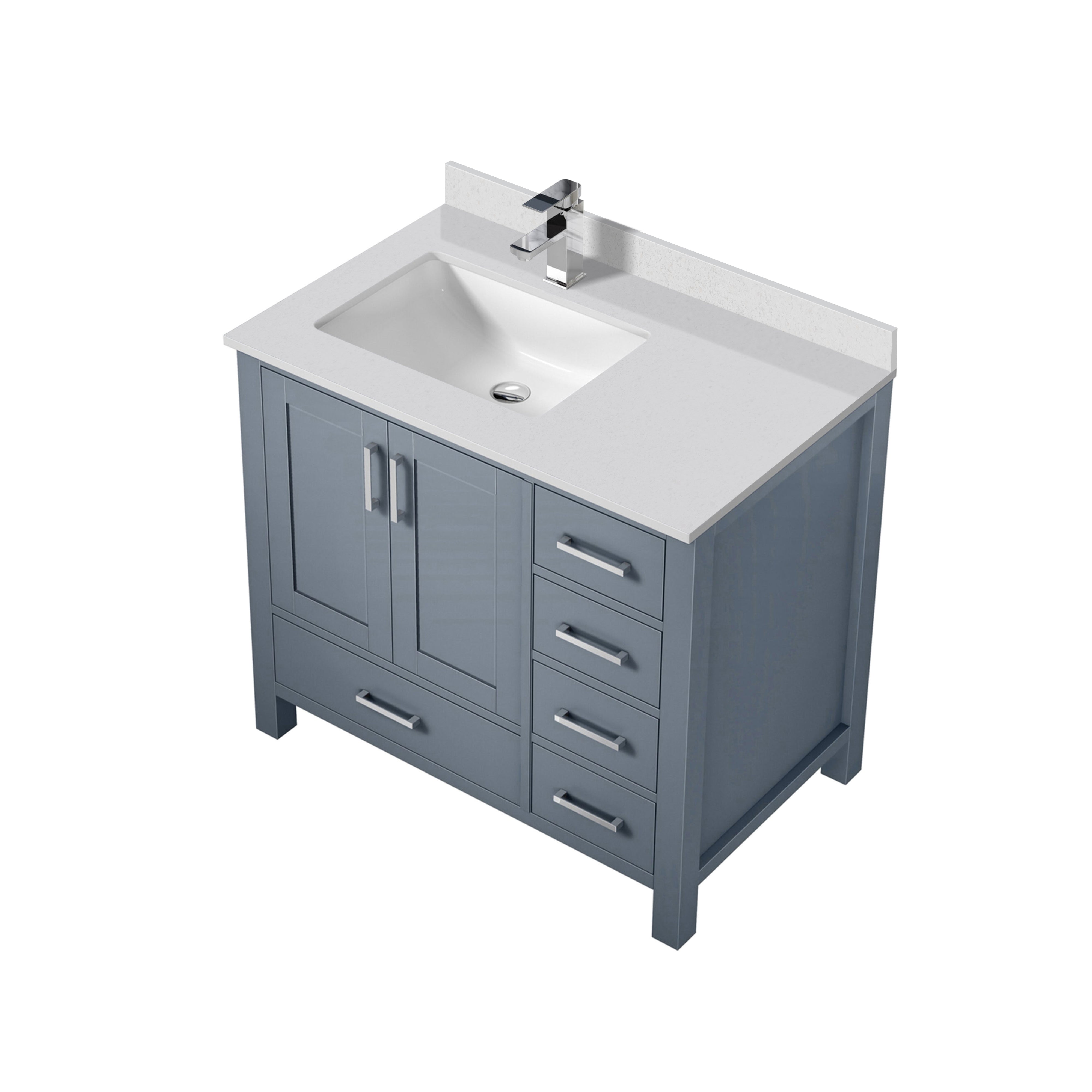 Lexora Jacques 36" Dark Grey Left-Offset Bathroom Vanity | Solid Wood