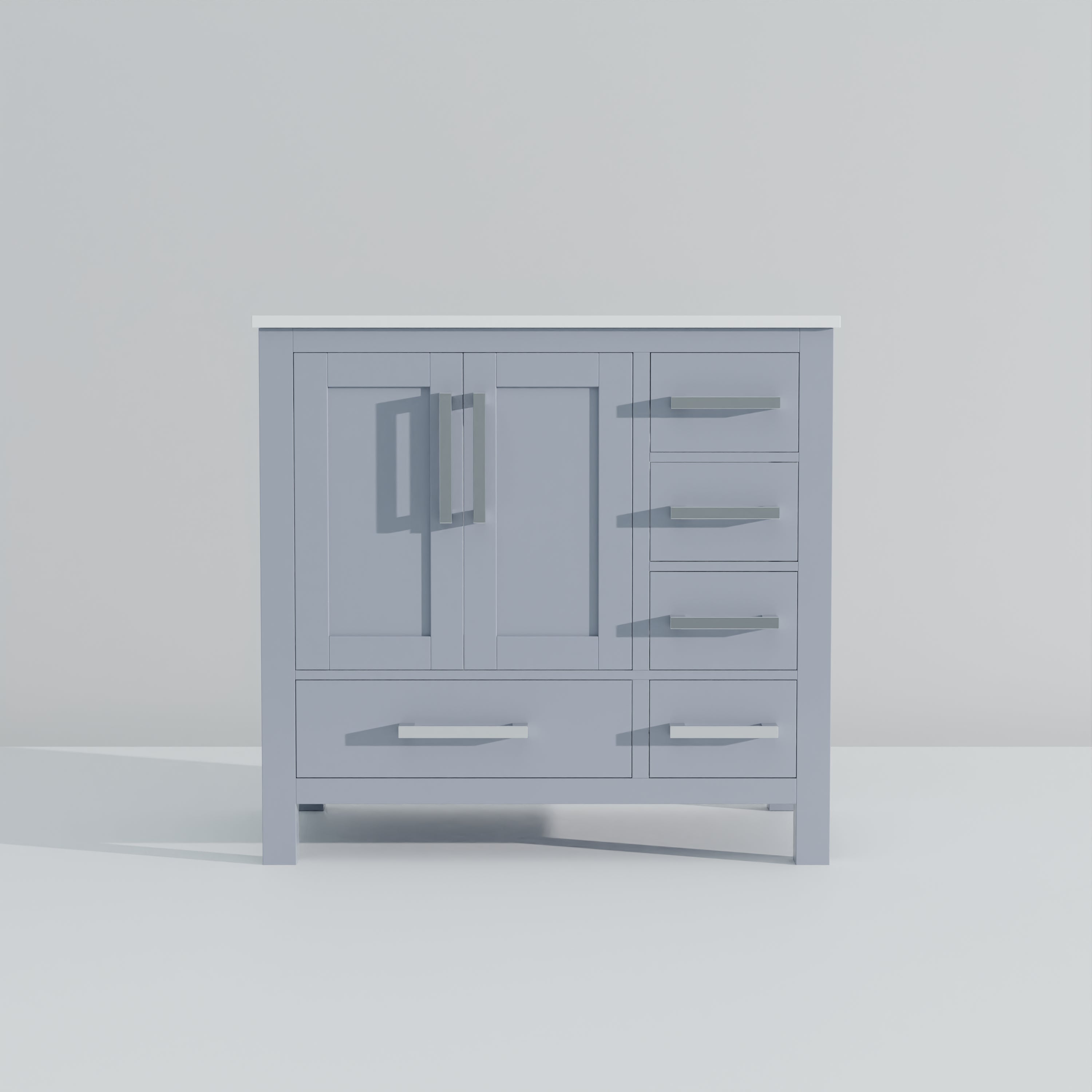 Lexora Jacques 36" Dark Grey Left-Offset Bathroom Vanity | Solid Wood